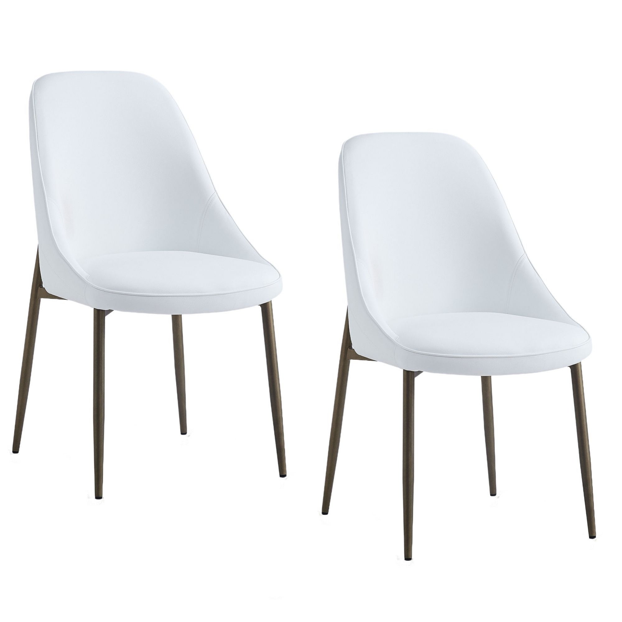 Cleo Dining Chair in White and Aged Gold (Set of 2)