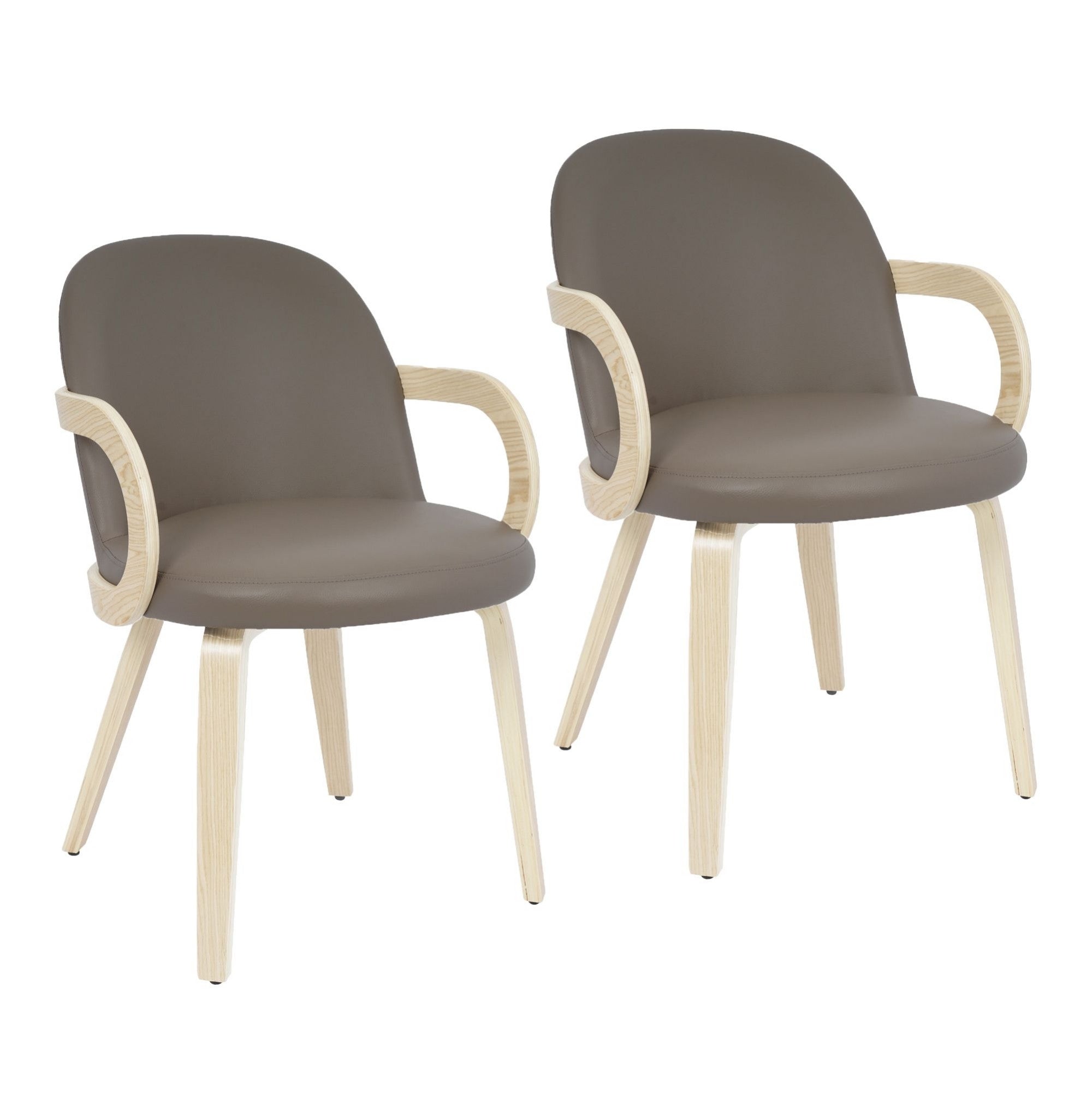 Celest Dining Chair in Dark Taupe and Natural (Set of 2)