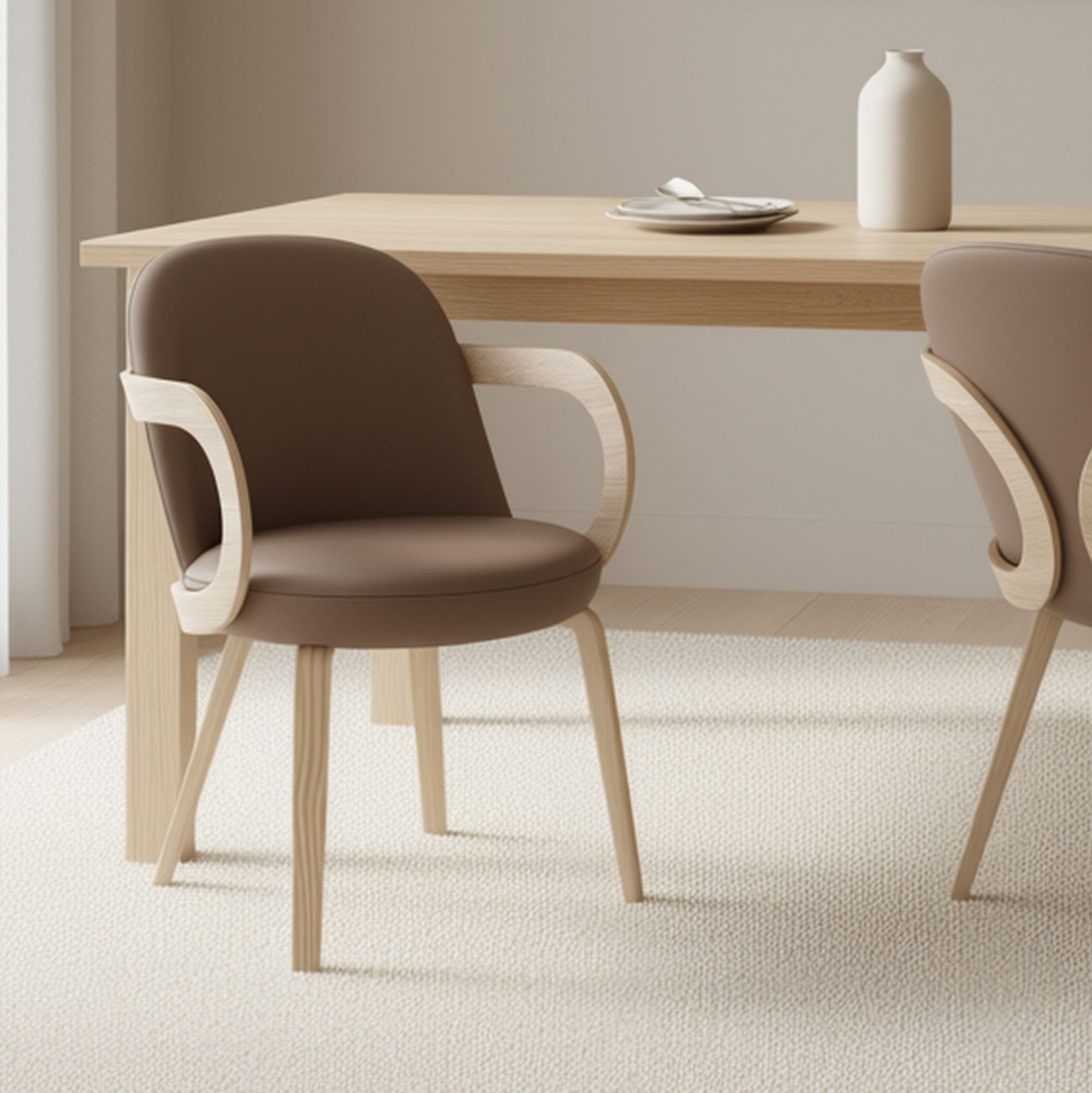 Celest Dining Chair in Dark Taupe and Natural (Set of 2)