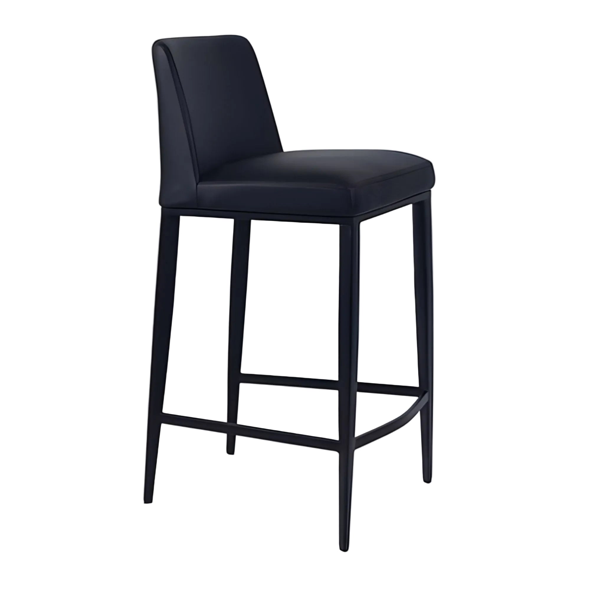 Black Celine counter stool with a sleek black base and black PU upholstery, designed for modern counter-height seating.