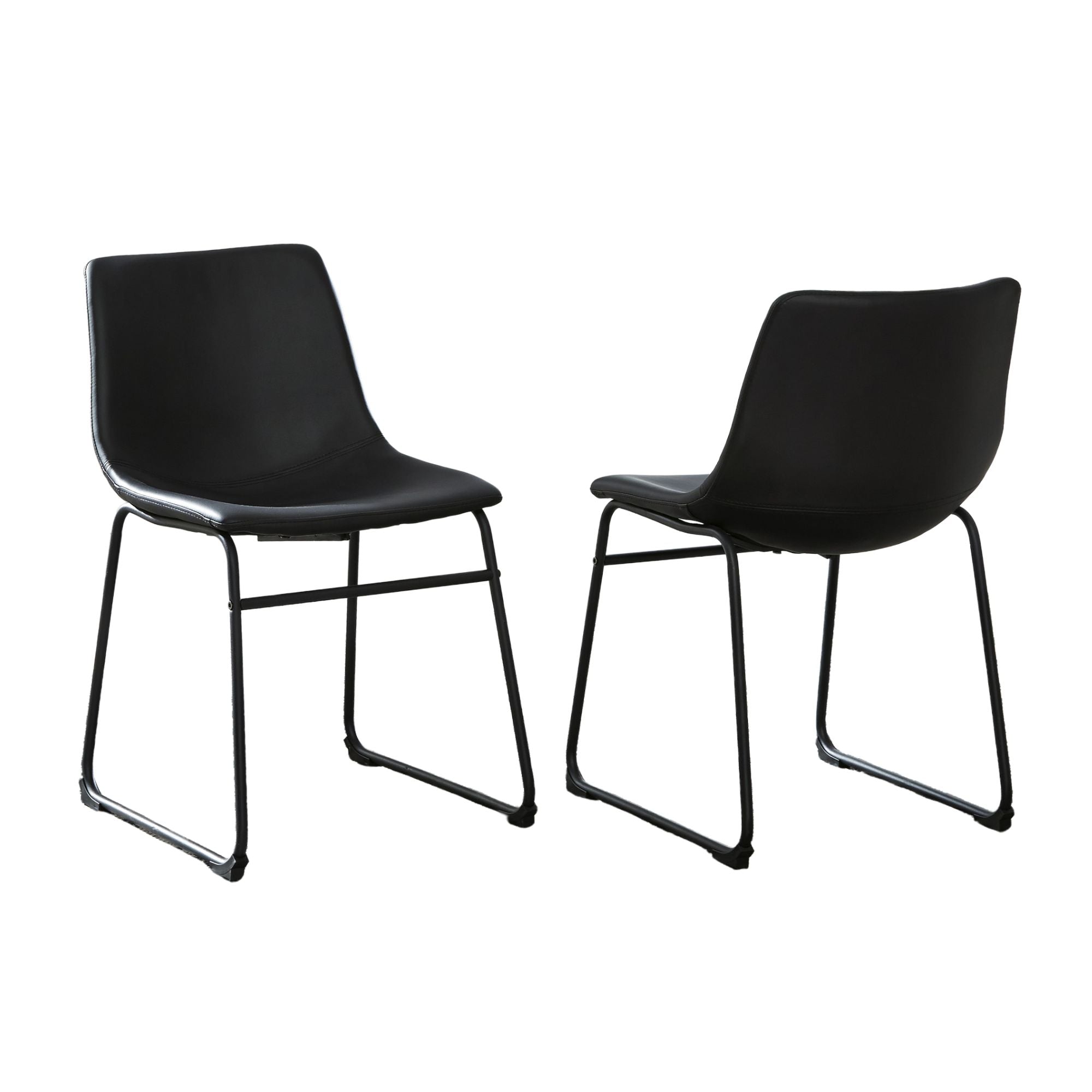 Set of two black Centiar dining chairs by Signature Ashley with upholstered seats and sleek modern design.