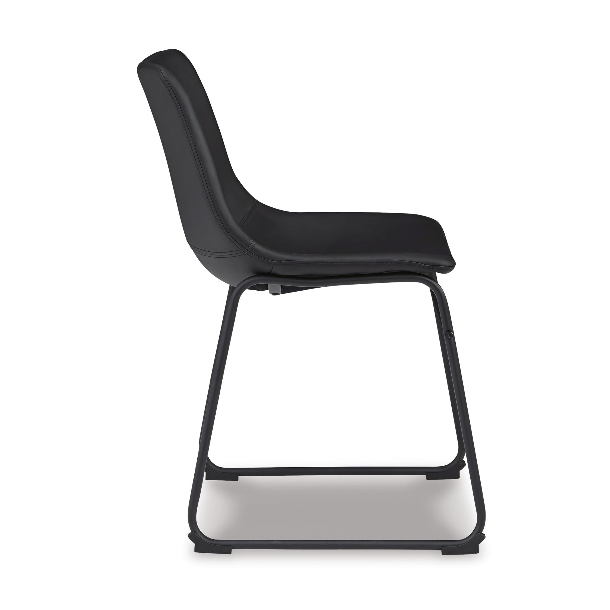 Set of two Signature Ashley Centiar black dining chairs with sleek upholstered seats and modern design for dining room decor.