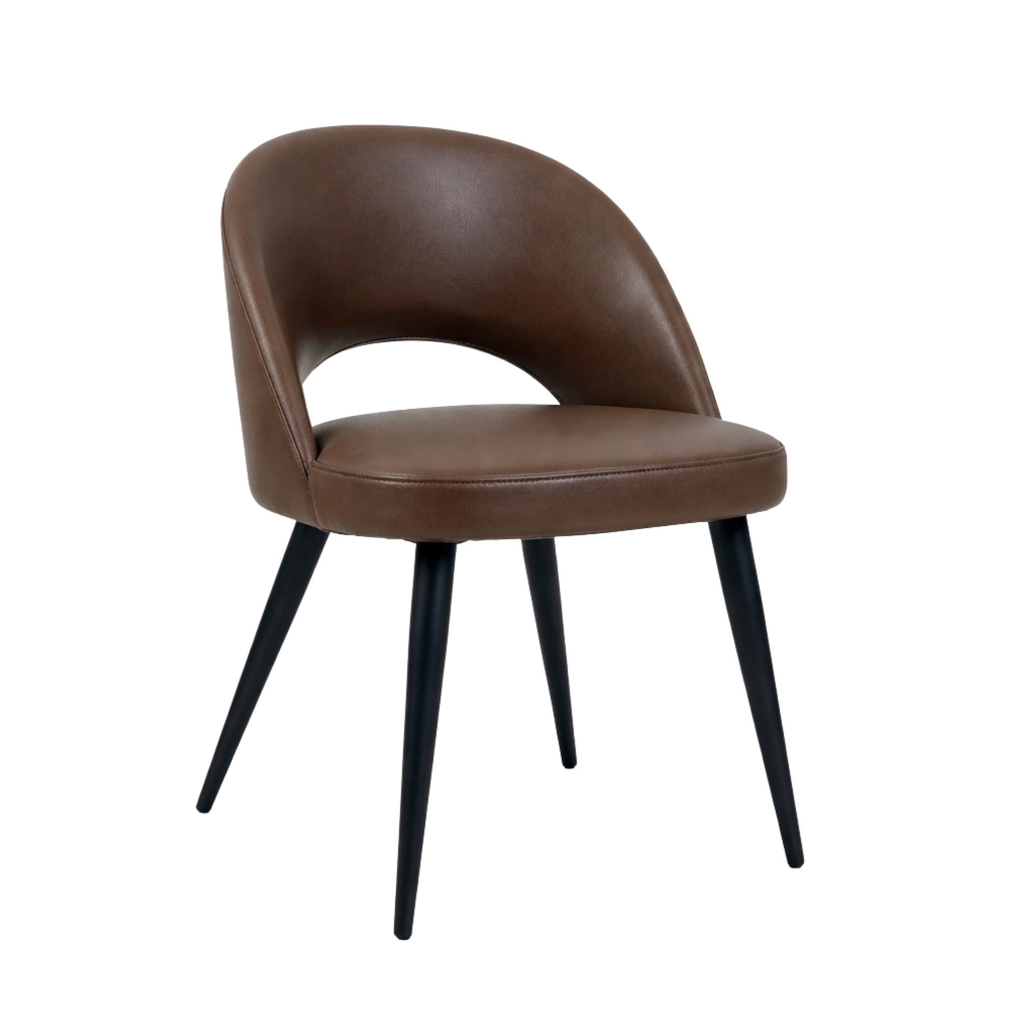 Coco Dining Chair Collection in Brown Vegan Leather | CastleUp Experience Centre Online Furniture