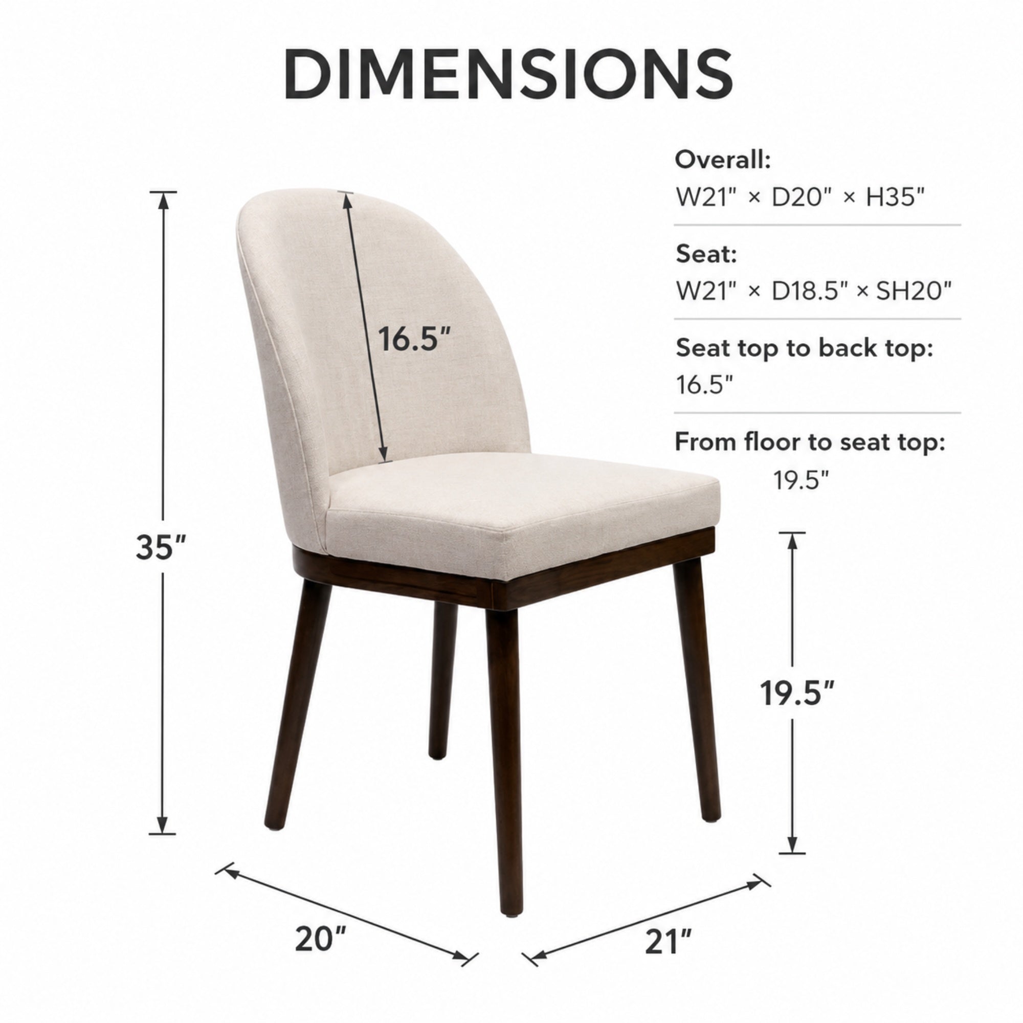 Chaise de salle à manger Maxx Collection crème (lot de 2)