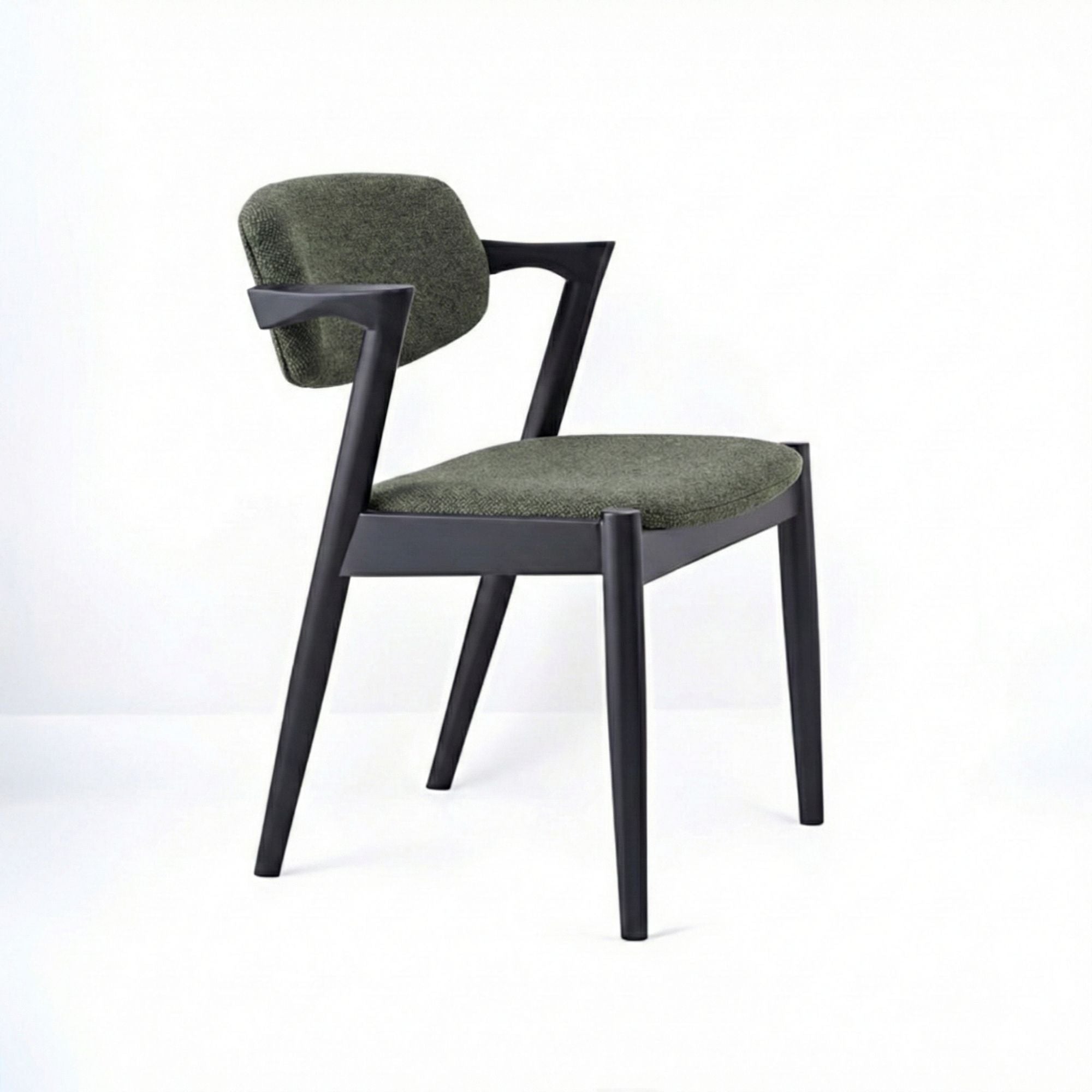 Elite Living Brera Collection green and black wood frame dining chair with cushioned seat and backrest, stylish and modern design.