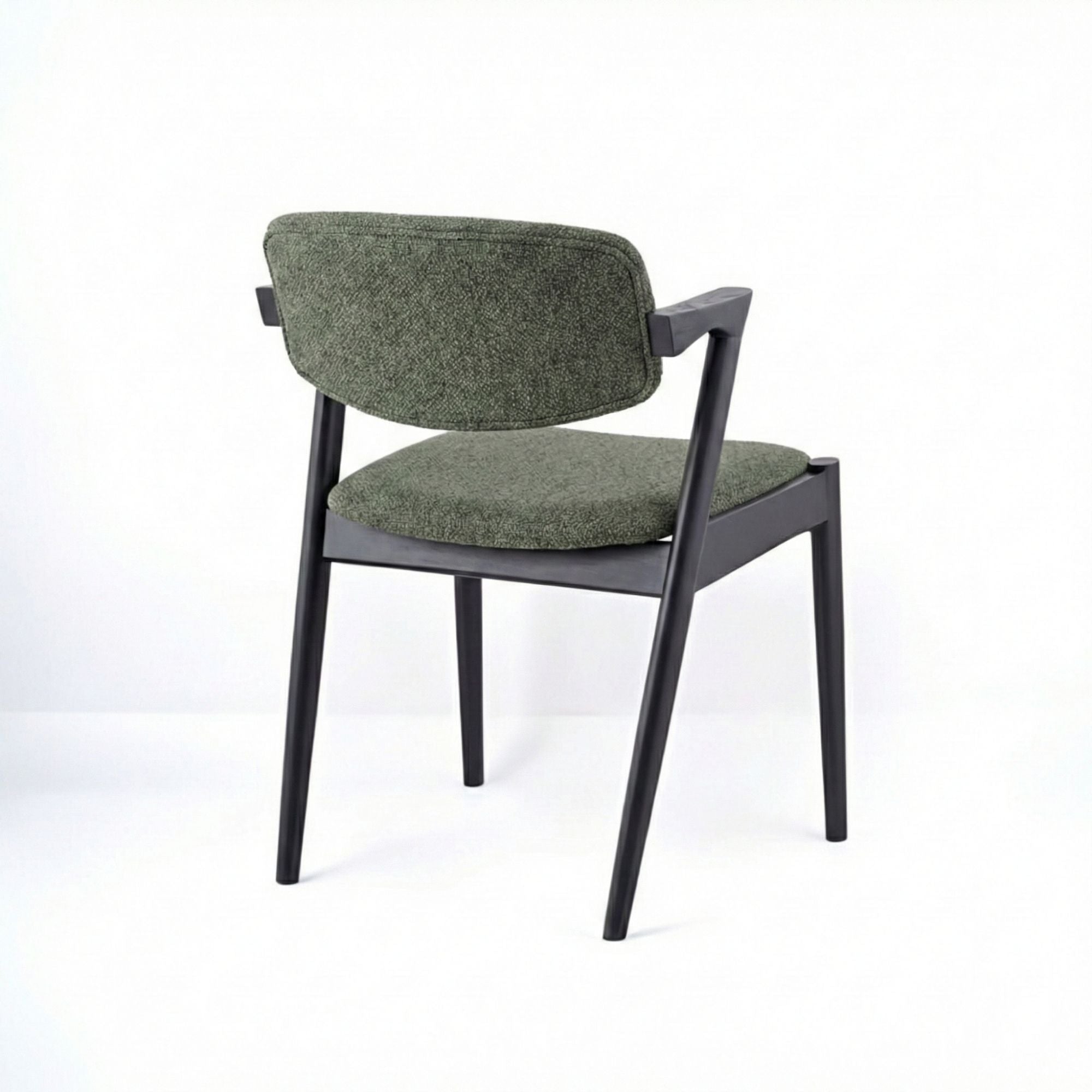 Green and black Brera Collection wood frame dining chair by Elite Living, featuring a modern design with cushioned seat and backrest.