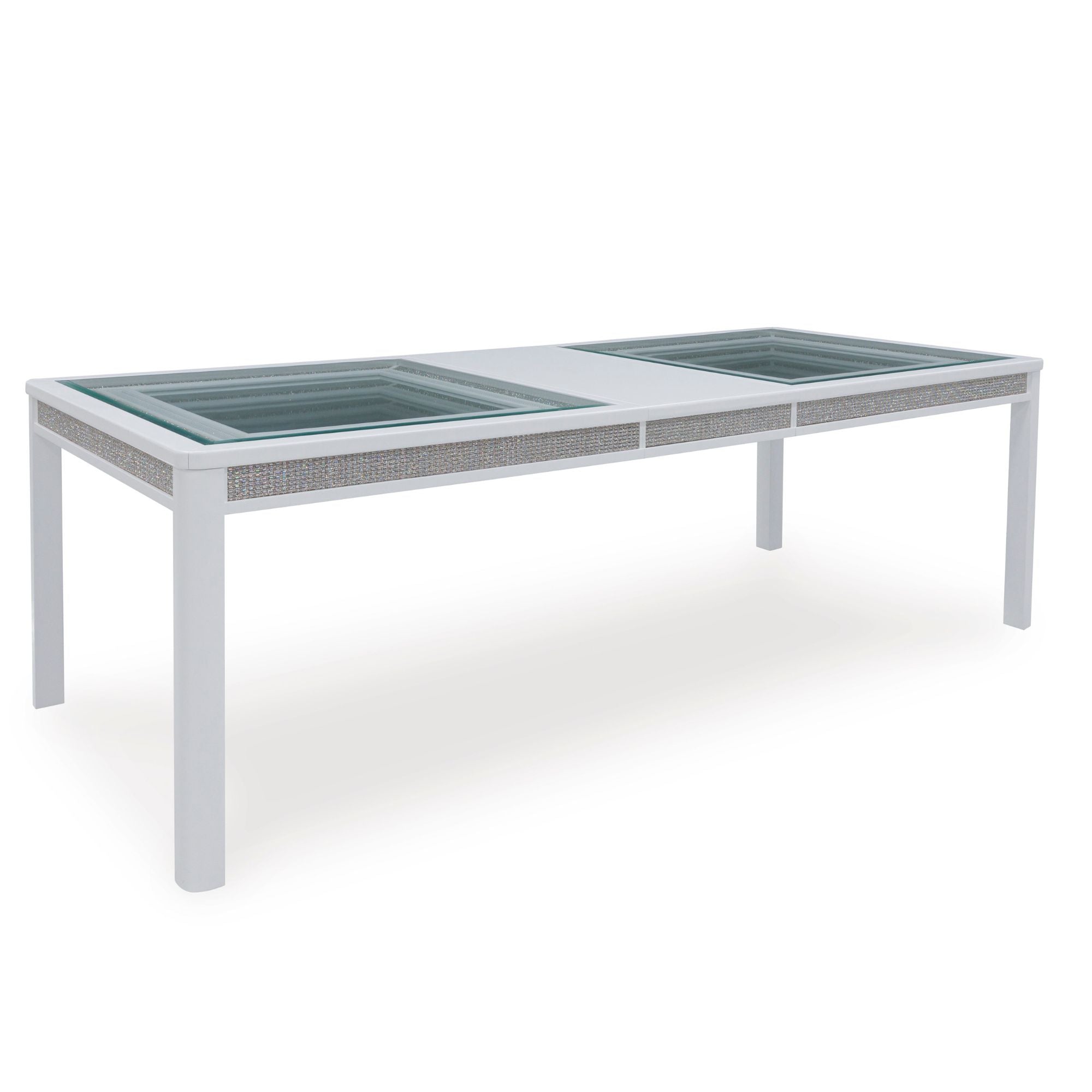 White Chalanna dining room set with table and chairs from Signature Ashley, featuring a modern design and clean finish.