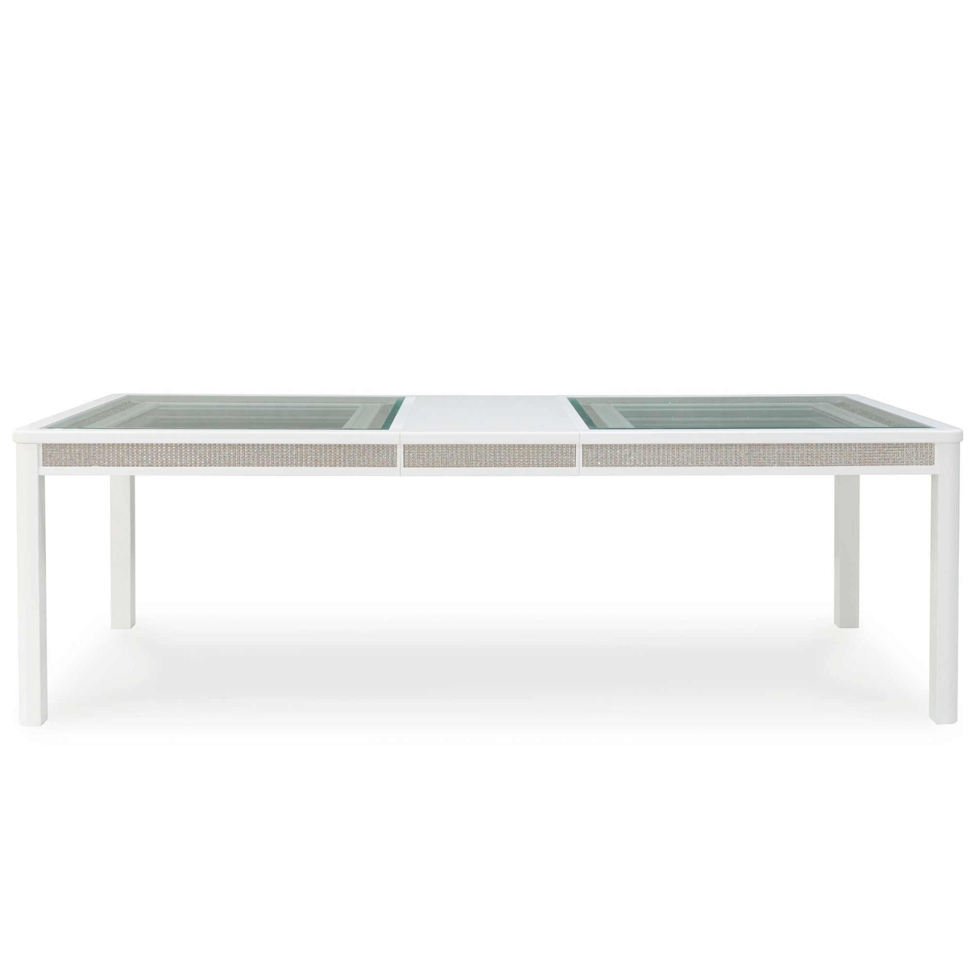 White Chalanna dining room set by Signature Ashley, includes a table and matching chairs, modern furniture for dining spaces.
