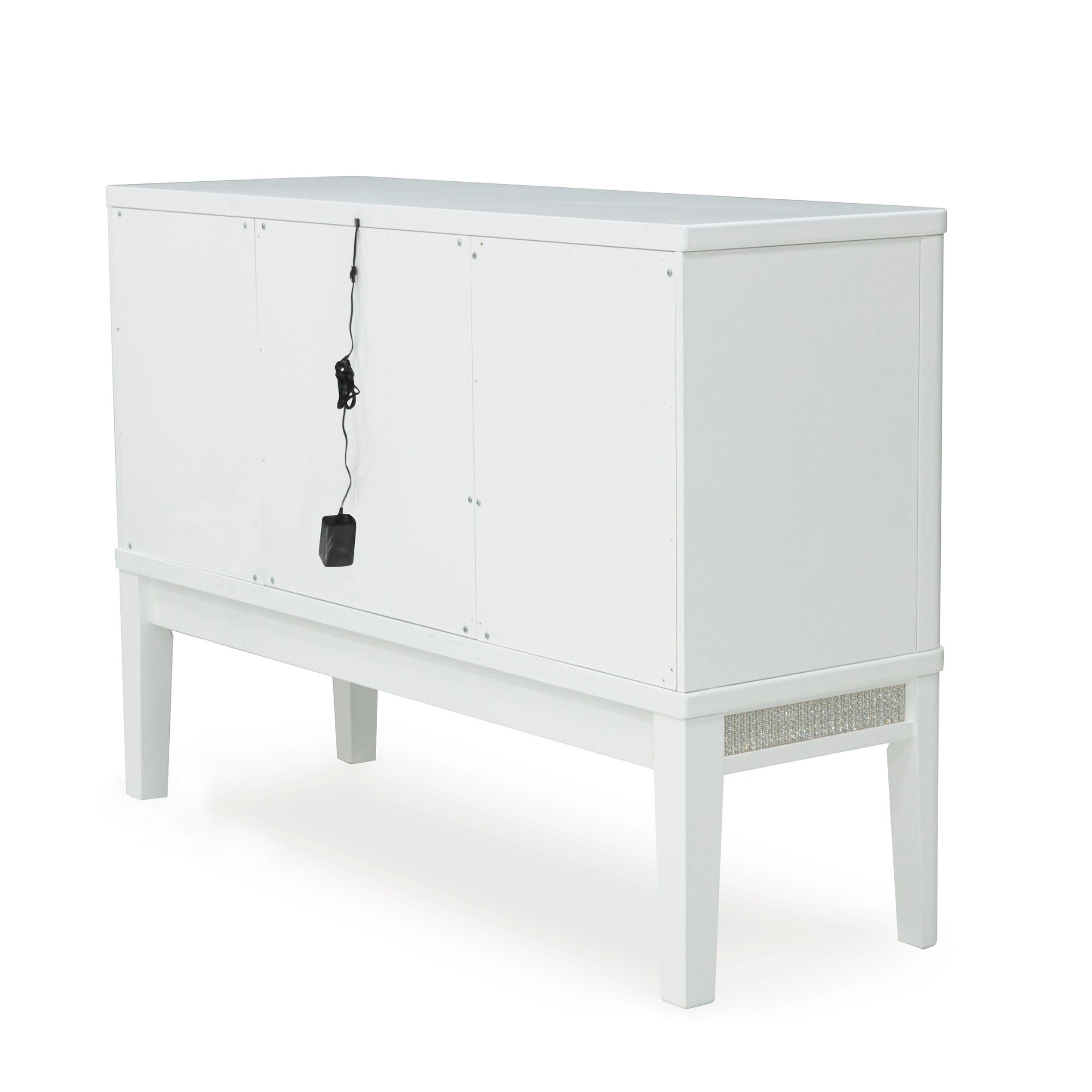 White Chalanna dining room server by Signature Ashley featuring a sleek design with storage drawers and cabinet doors.