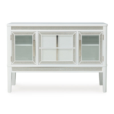 White Chalanna dining room server by Signature Ashley with storage drawers and elegant design for modern dining spaces.