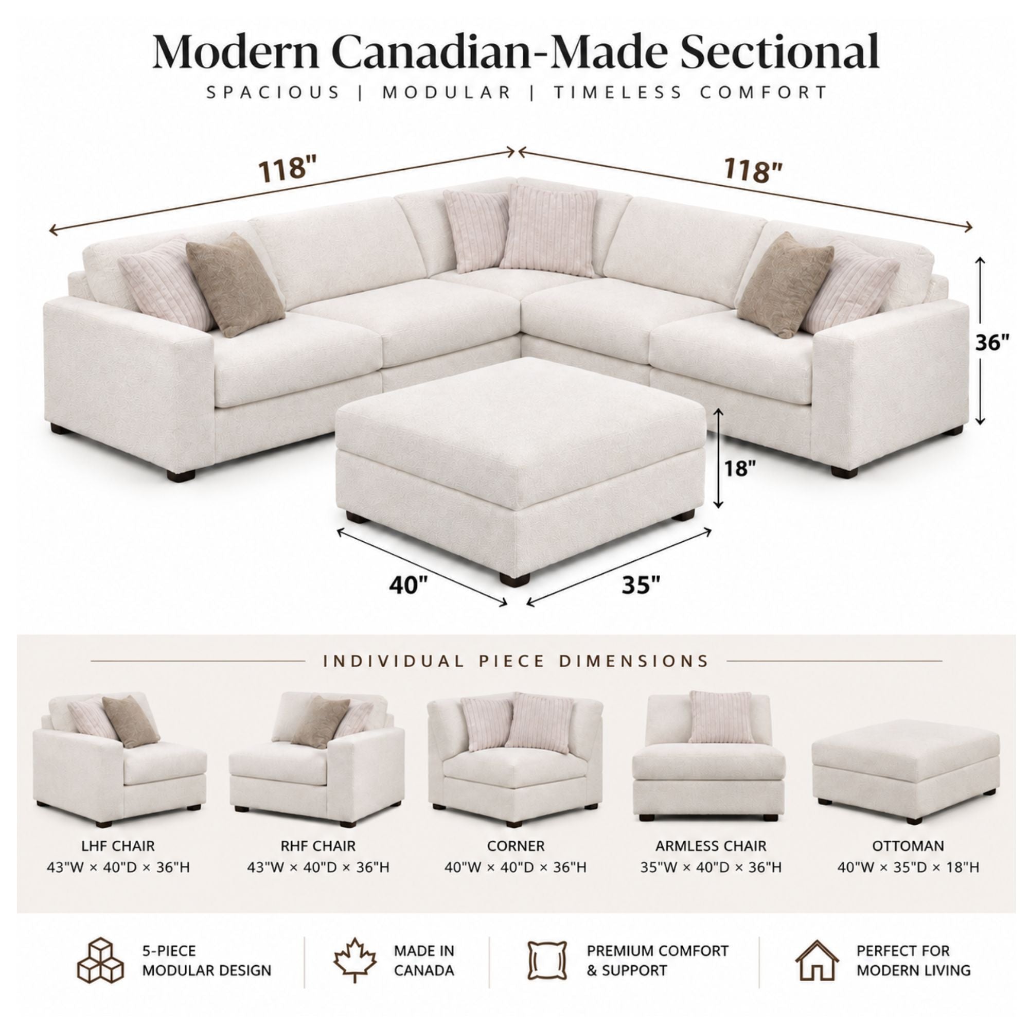 Charlevoix Modern Modular Sectional with Ottoman
