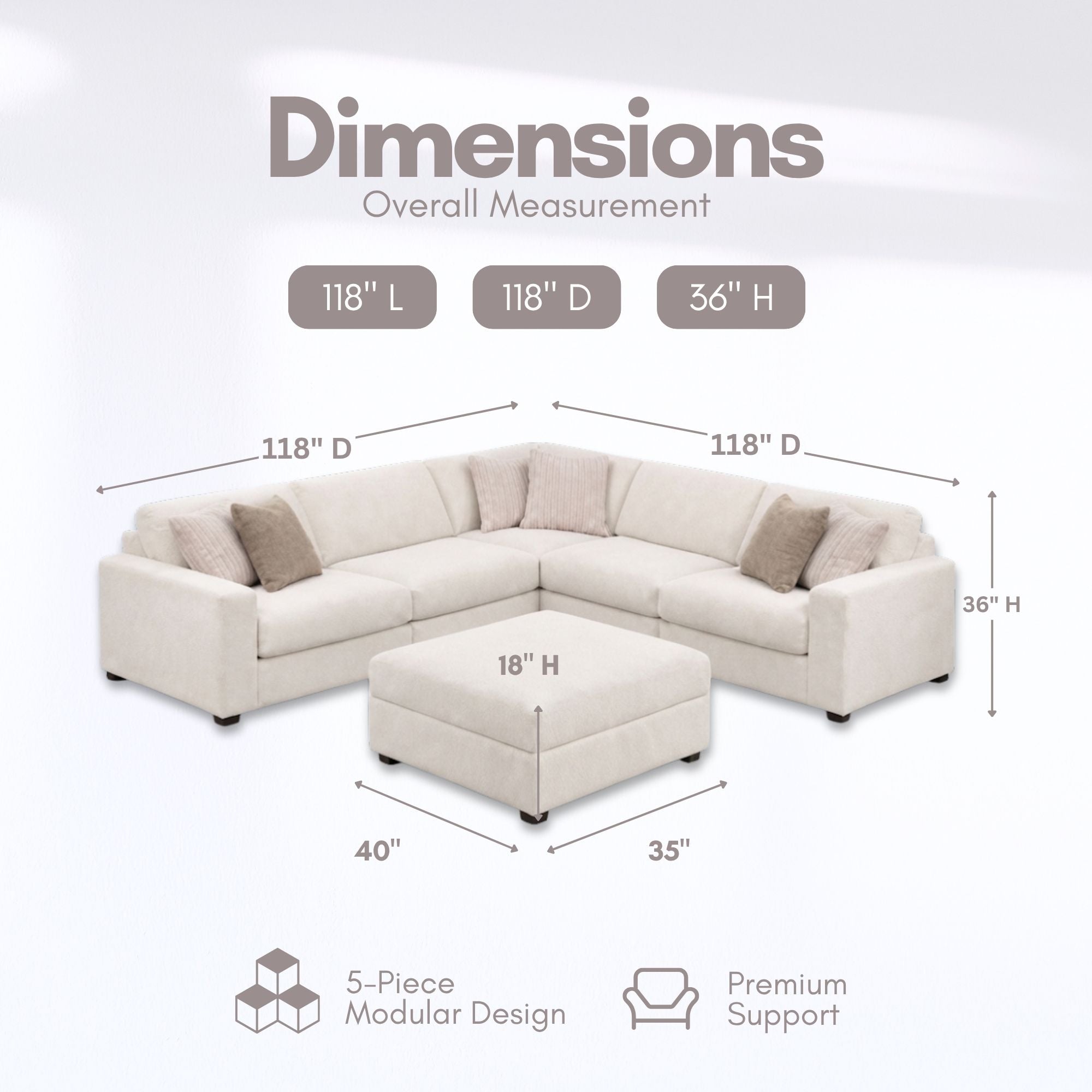 Canadian-made Charlevoix modern sectional with ottoman, featuring contemporary design and plush upholstery from Sofa by Fancy.