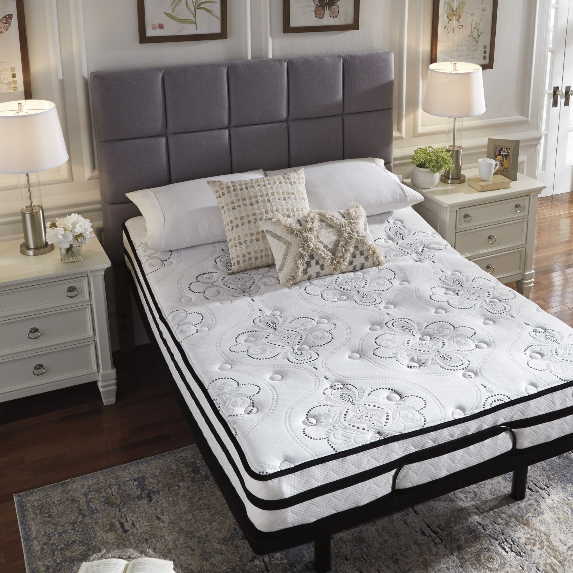Signature Ashley Chime 10-inch ultra plush hybrid mattress with soft quilted surface and supportive layers for comfortable sleep.