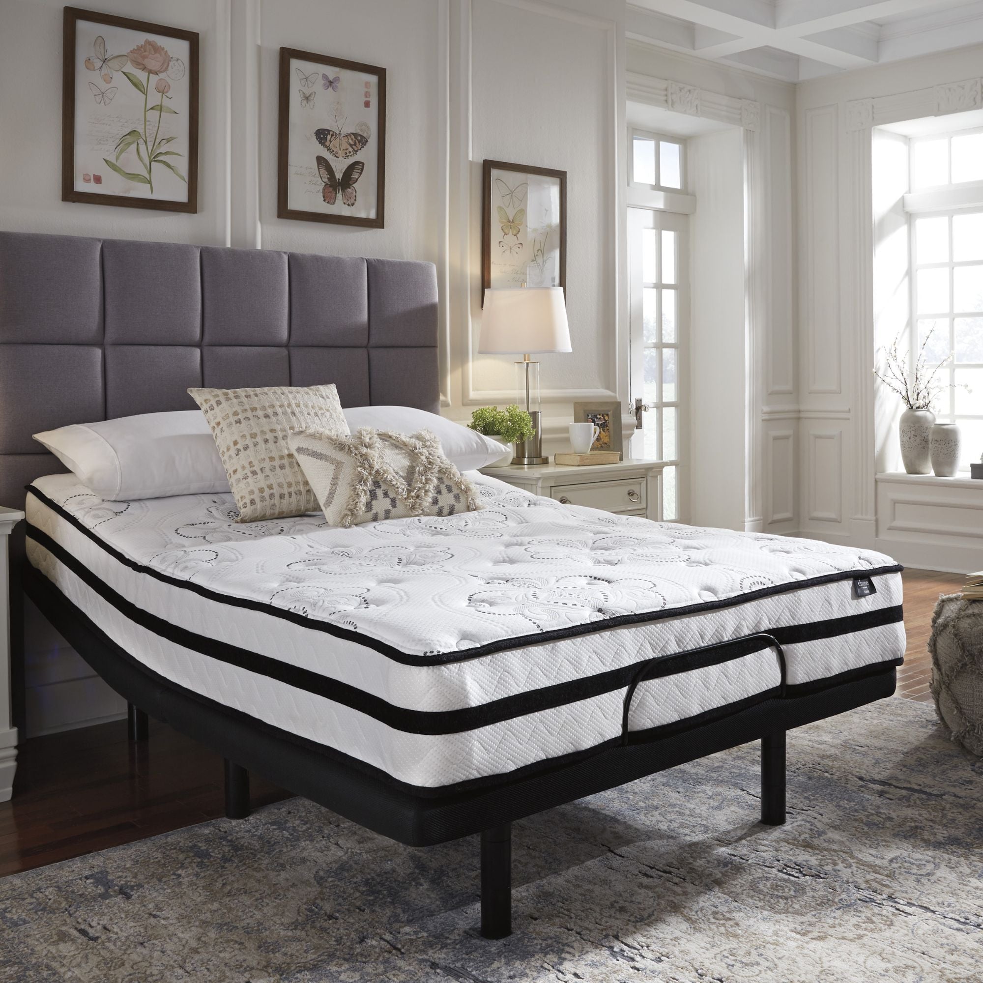 Signature Ashley Chime 10-inch ultra plush hybrid mattress showing soft, plush surface with quilted top and supportive base.