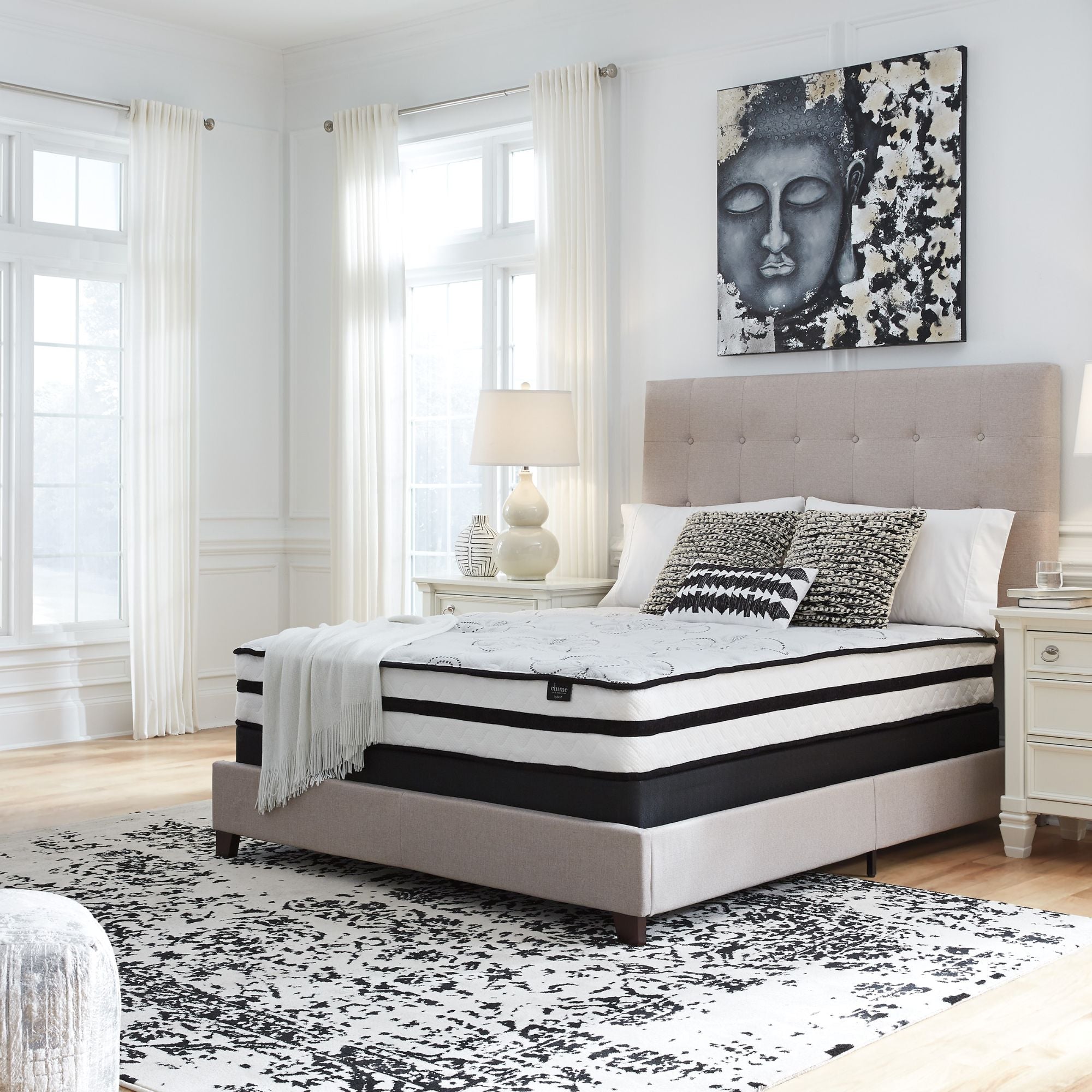 Signature Ashley Chime 10-inch ultra plush hybrid mattress with soft, plush surface and supportive layers, ideal for comfortable sleep.