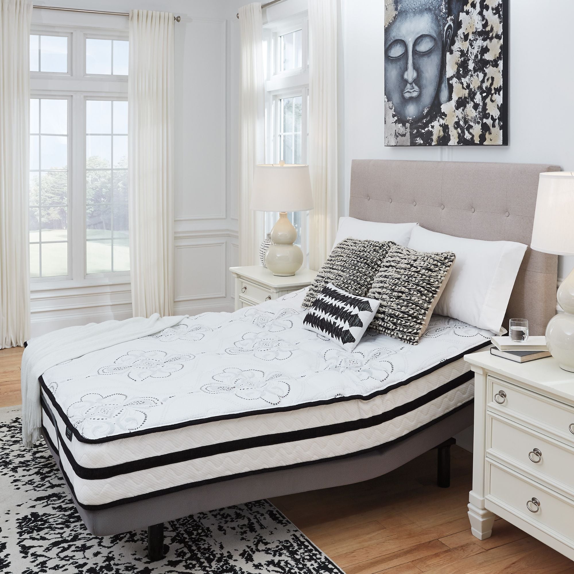 Signature Ashley Chime 10-inch ultra plush hybrid mattress with quilted top and supportive layers, ideal for comfort and restful sleep.
