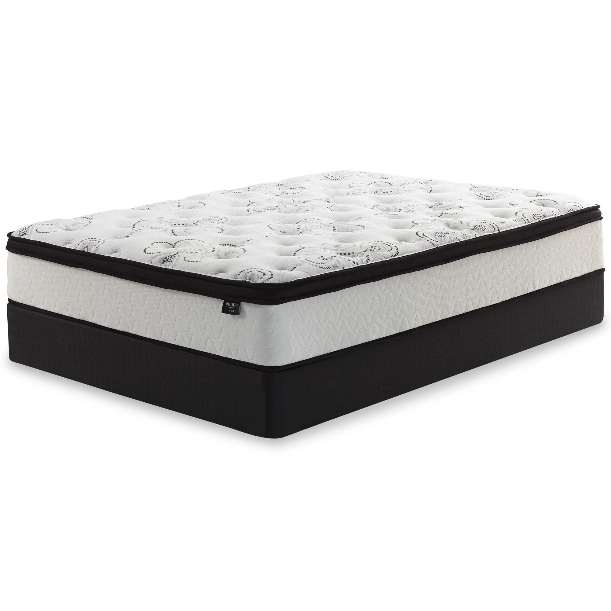 Signature Ashley Chime 12-inch ultra plush hybrid mattress showing its plush surface and hybrid design for comfort and support.