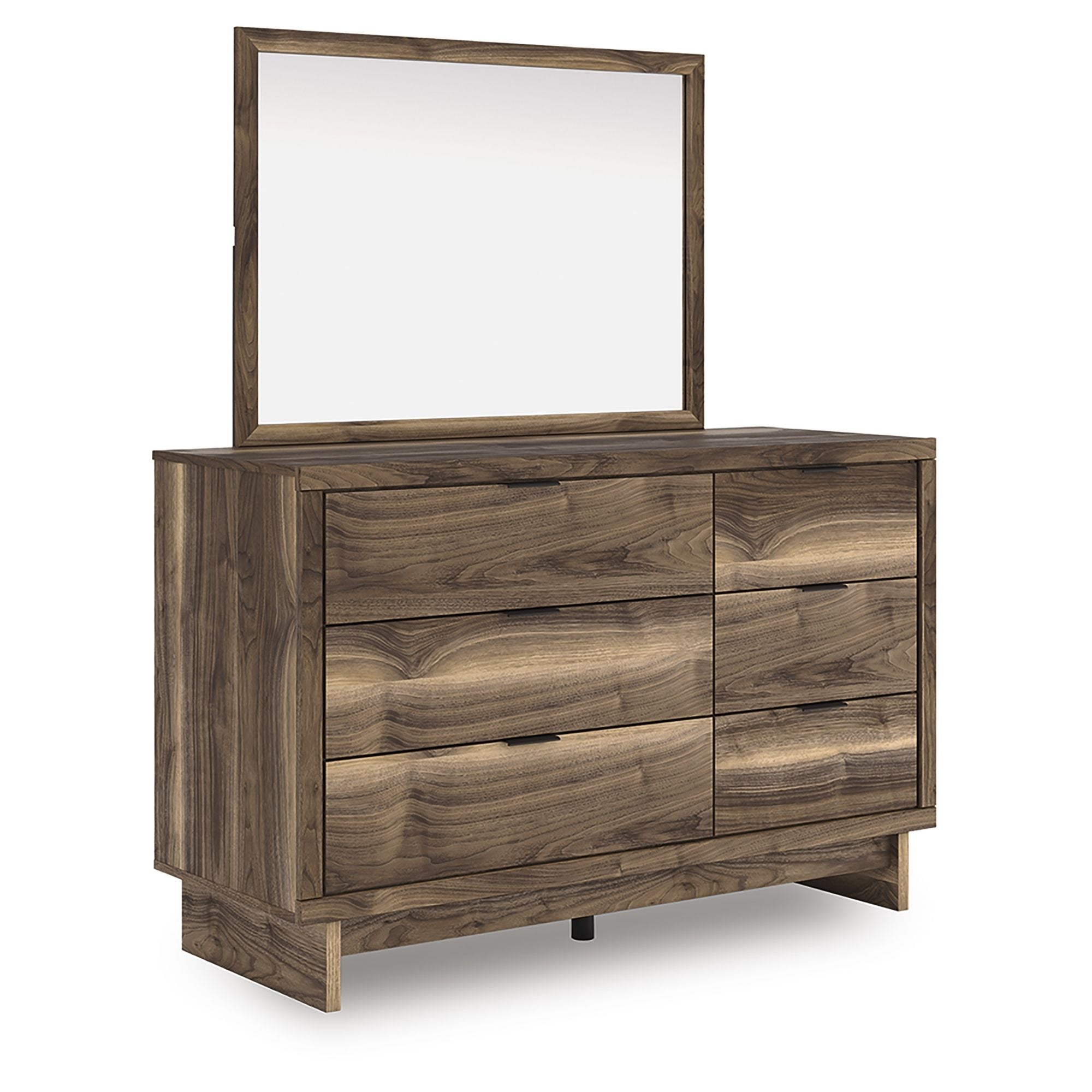 Ashley Chirason panel bed bedroom set with a wooden bed frame and matching furniture, featuring a classic design and warm wood finish.