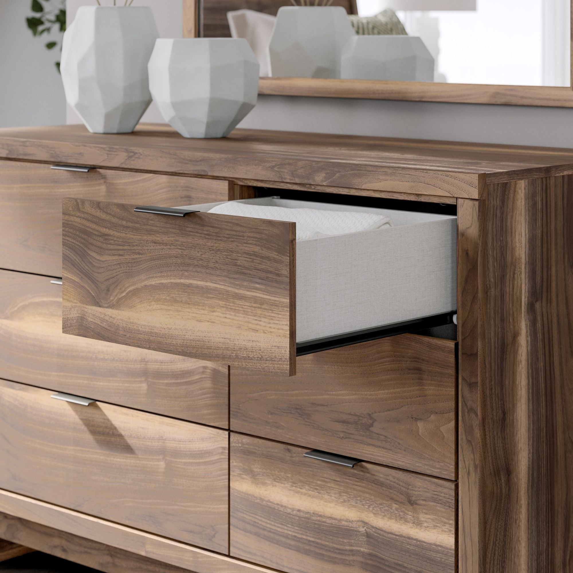 Chirason dresser and mirror set by CastleUp Experience Centre, featuring a modern bedroom furniture design with wooden finish.