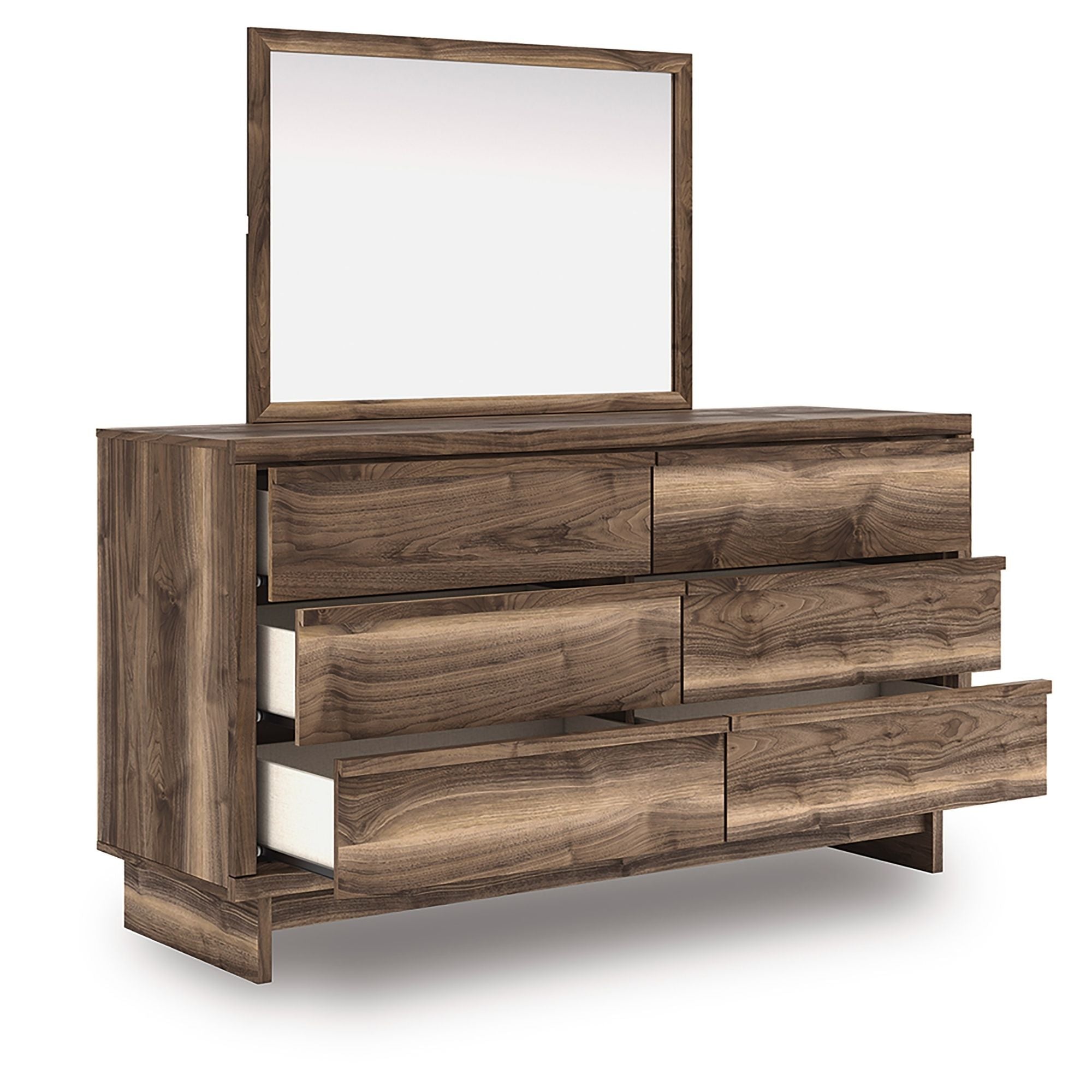 CastleUp Chirason dresser and mirror set with sleek wood finish, featuring a spacious dresser and large matching mirror for bedroom decor.