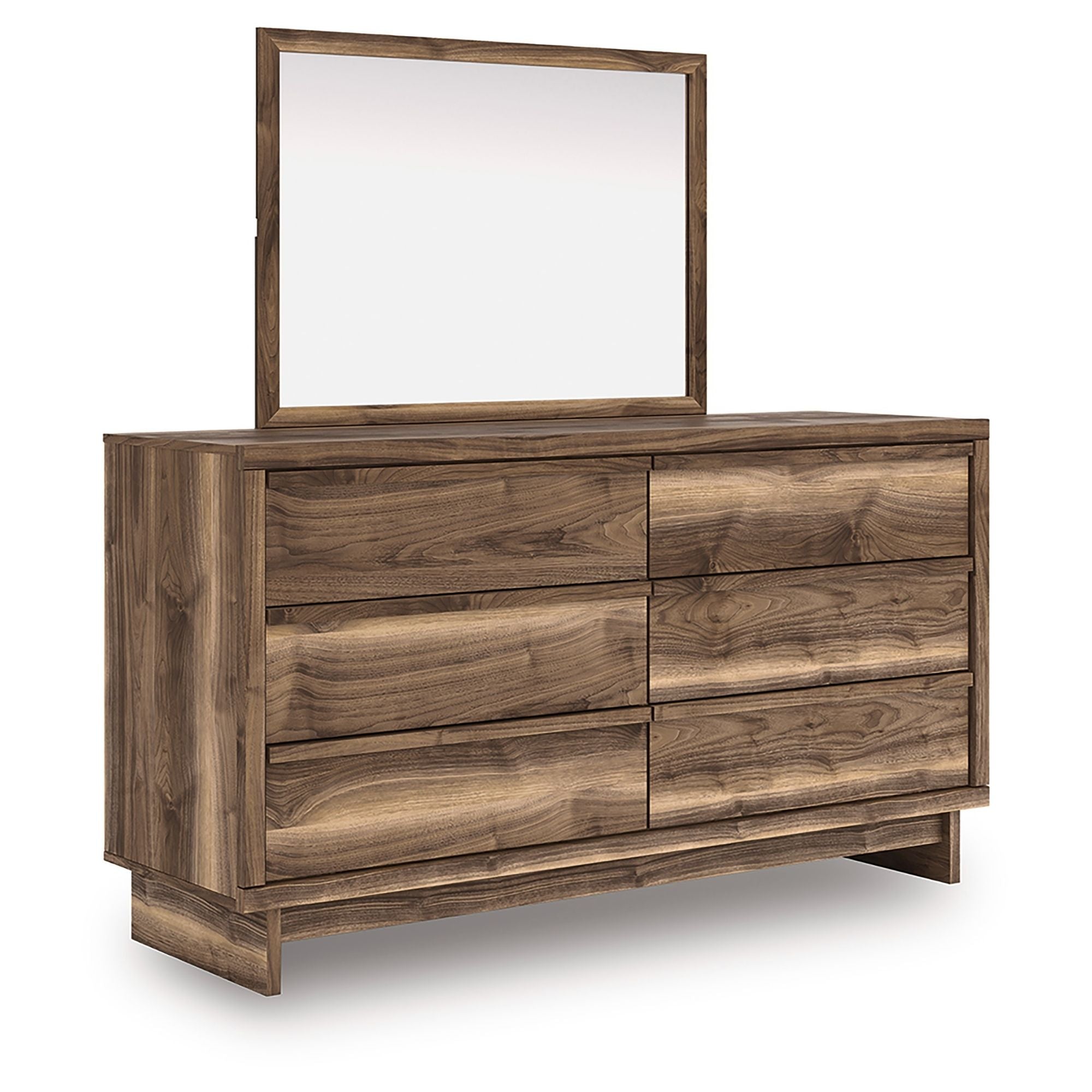 CastleUp Chirason dresser and mirror set featuring a sleek wooden dresser with an attached large mirror for bedroom decor.