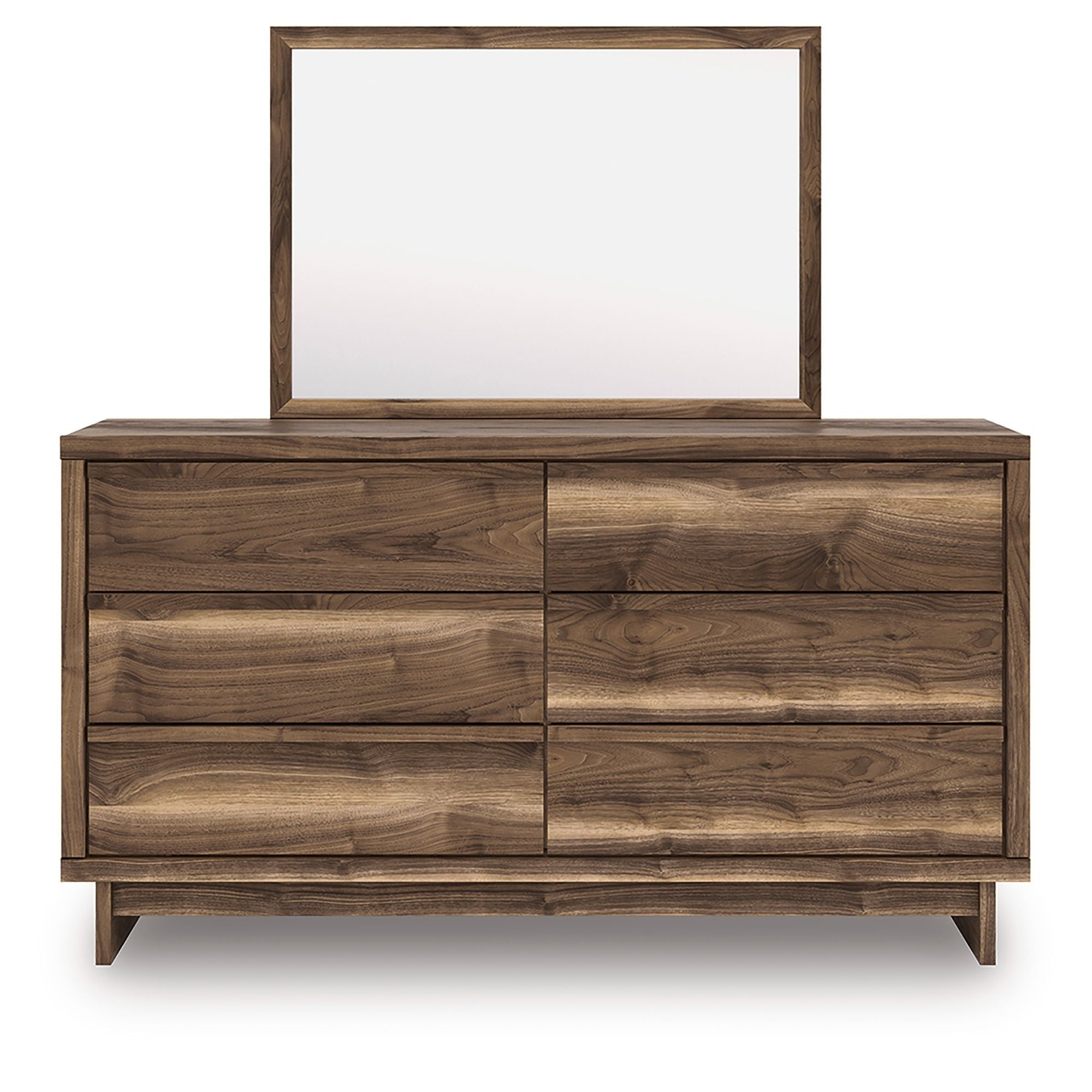CastleUp Chirason dresser and mirror set featuring a sleek wooden dresser with a matching wall-mounted mirror.