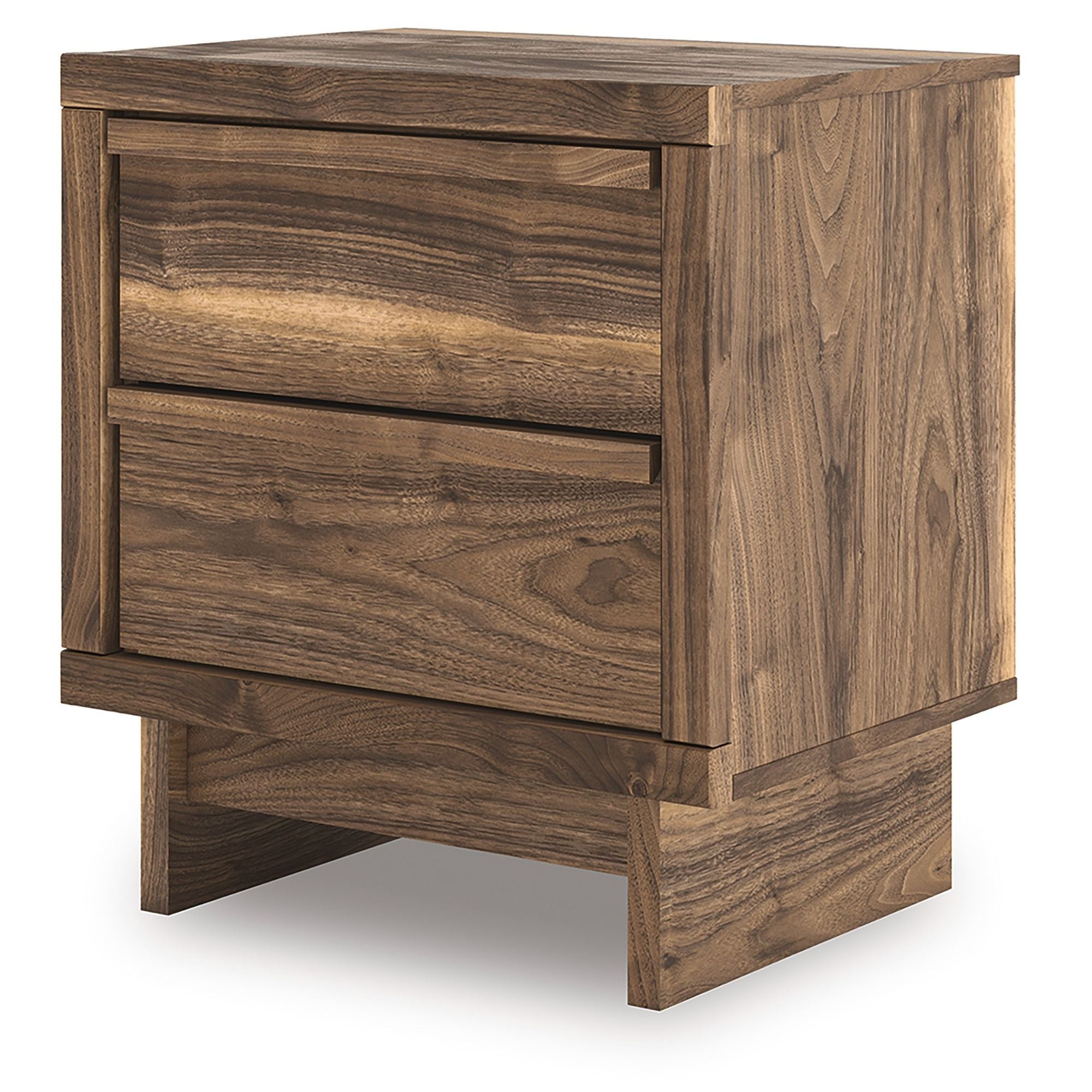Ashley Chirason panel bed bedroom set with matching nightstands and dresser, showcasing a modern wooden furniture design.