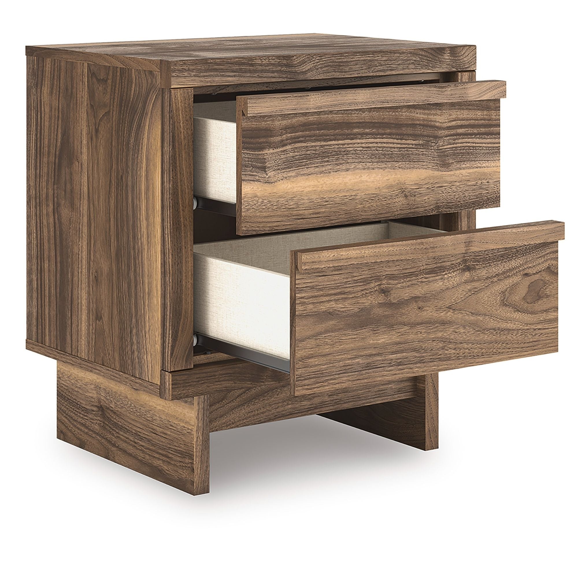 Ashley Chirason panel bed bedroom set with matching nightstands and dresser, featuring a modern wood finish and clean design.