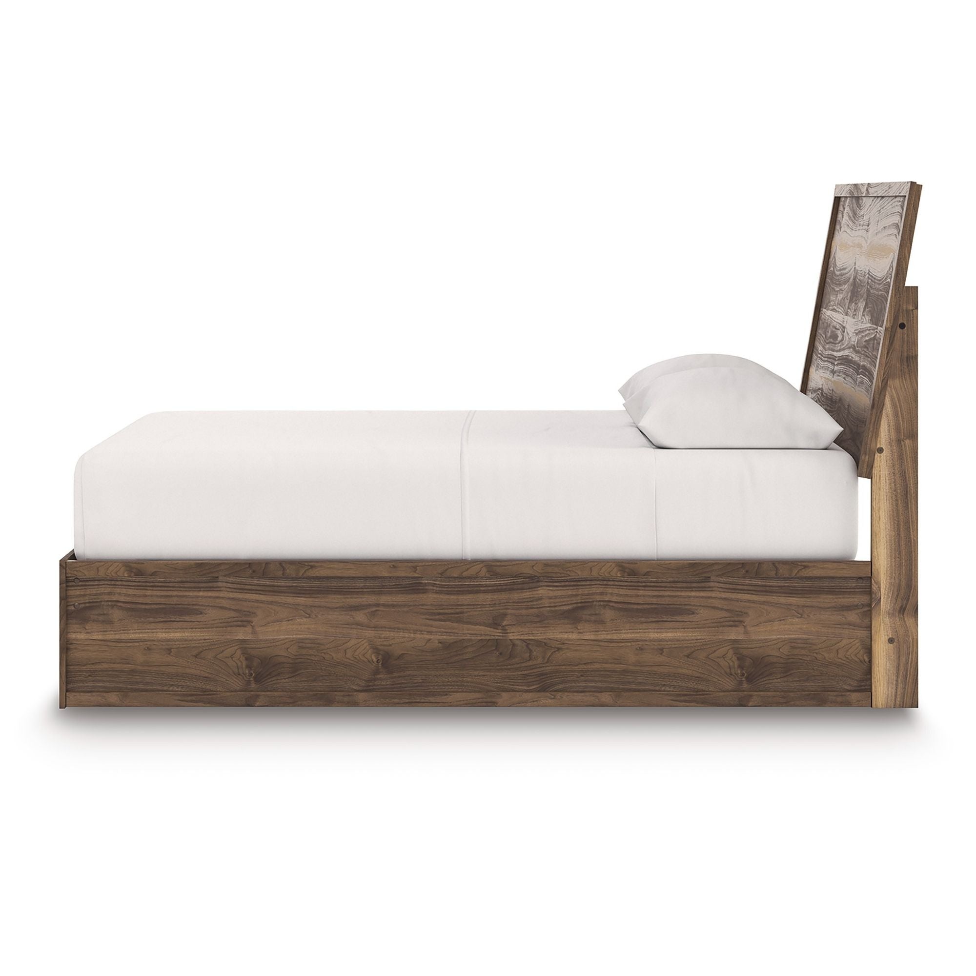 Signature Ashley Chirason panel bed bedroom set with matching dresser and nightstands in a modern wood finish.