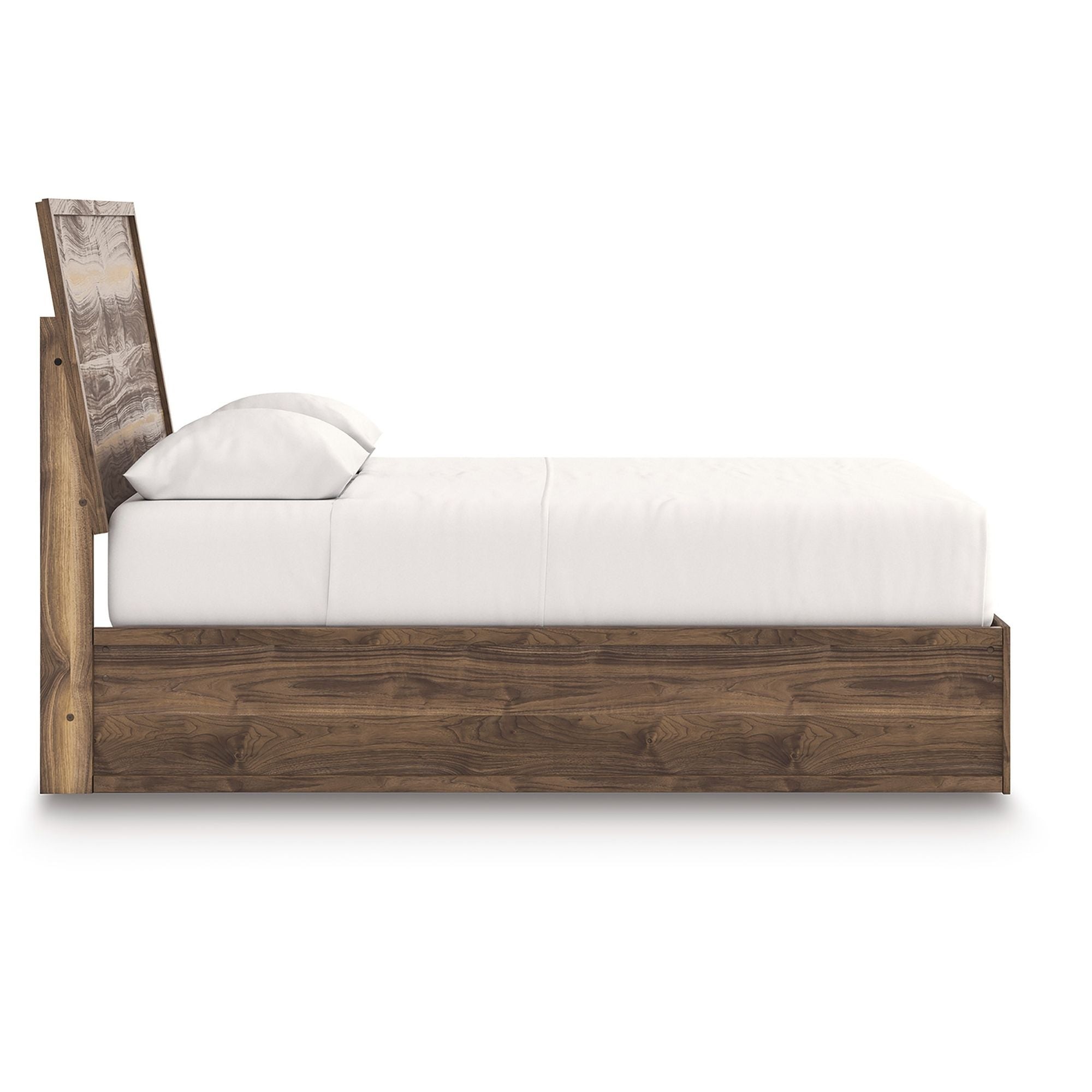 Signature Ashley Chirason panel bed bedroom set with matching nightstands and dresser in a modern, stylish bedroom setup.