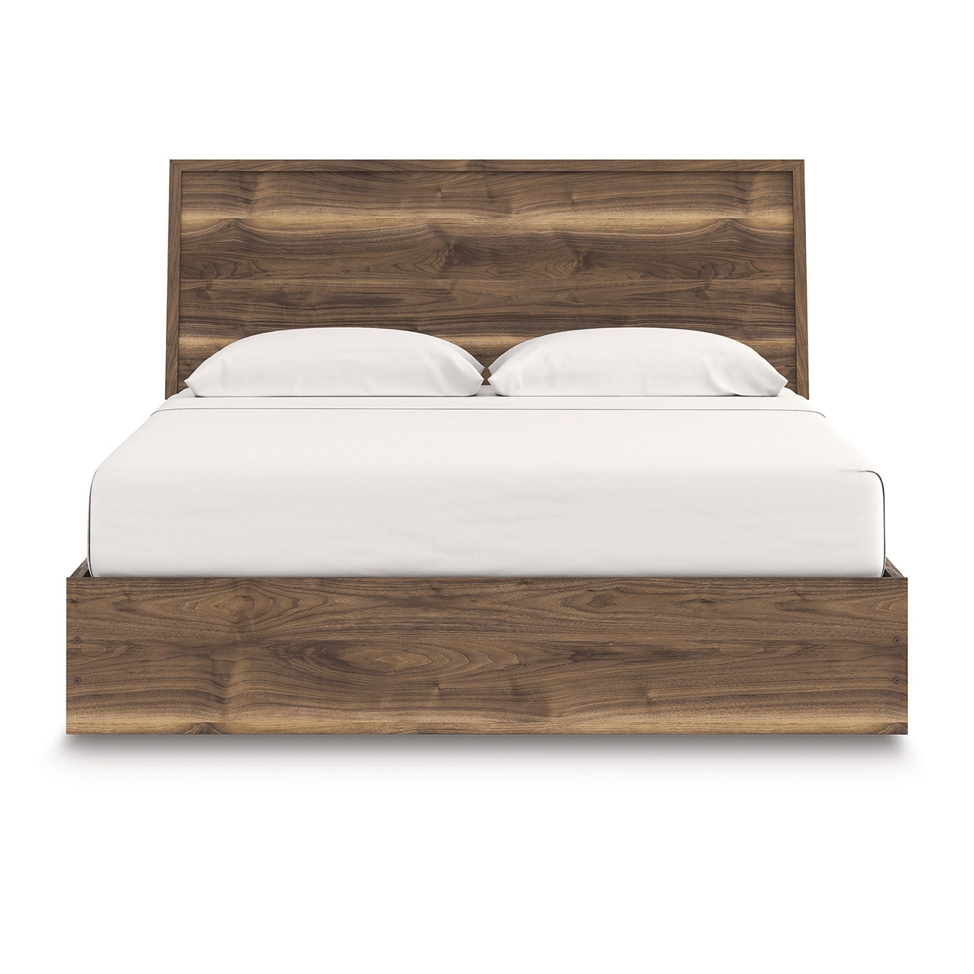 Signature Ashley Chirason panel bed with a wooden headboard and footboard, showcasing a classic bedroom furniture design.