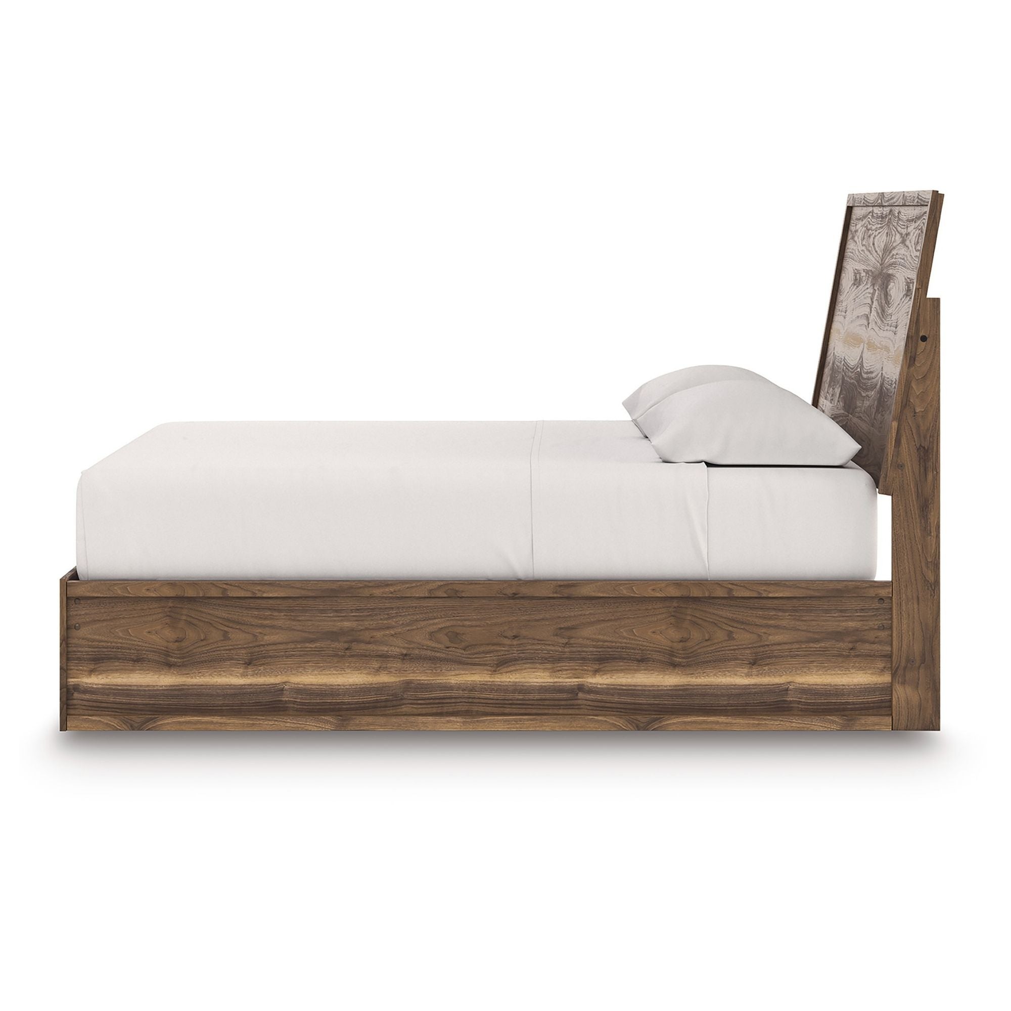 Signature Ashley Chirason panel bed with a wooden headboard and footboard, showcasing a classic bedroom furniture design.