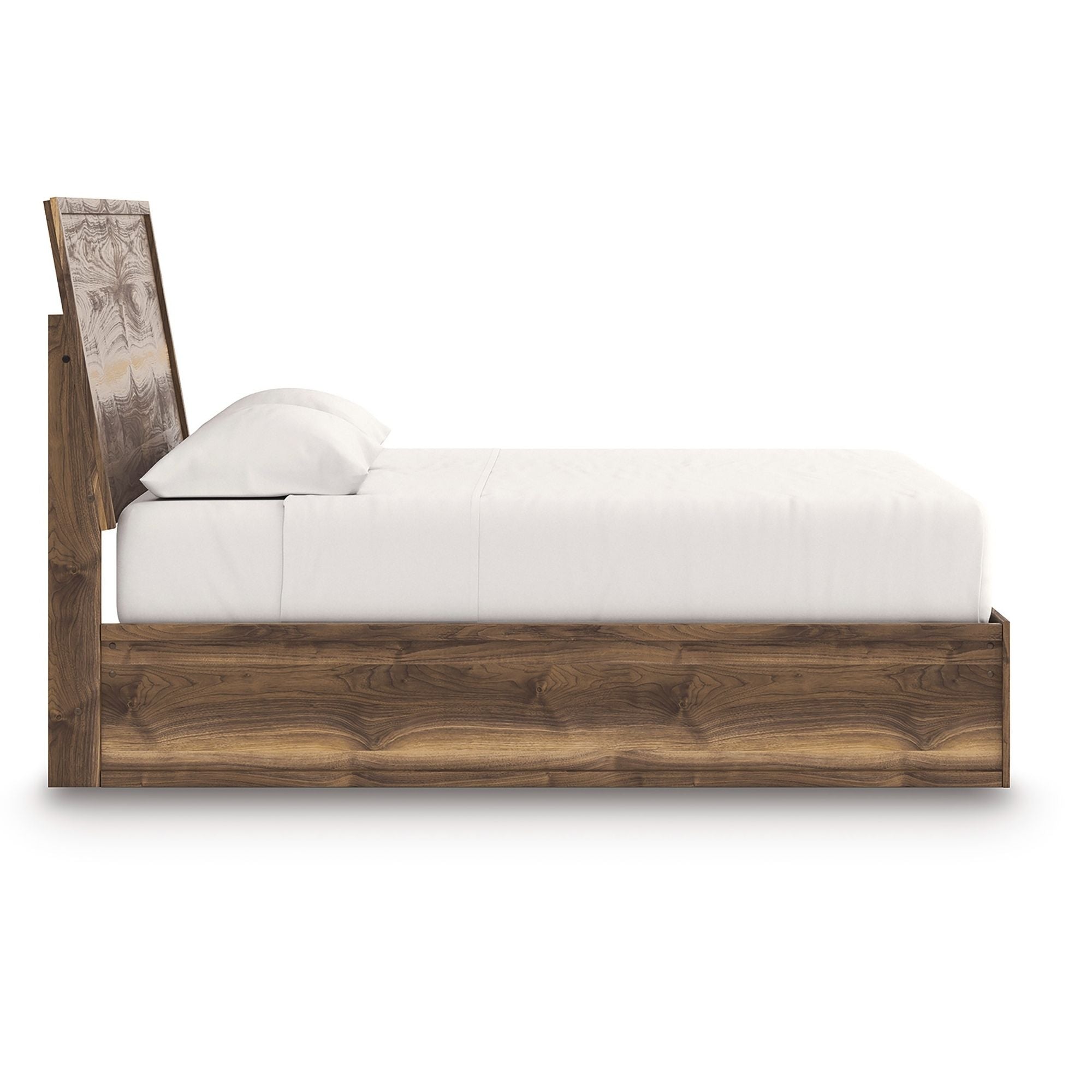 Signature Ashley Chirason panel bed with a wooden frame and upholstered headboard in a modern bedroom setting
