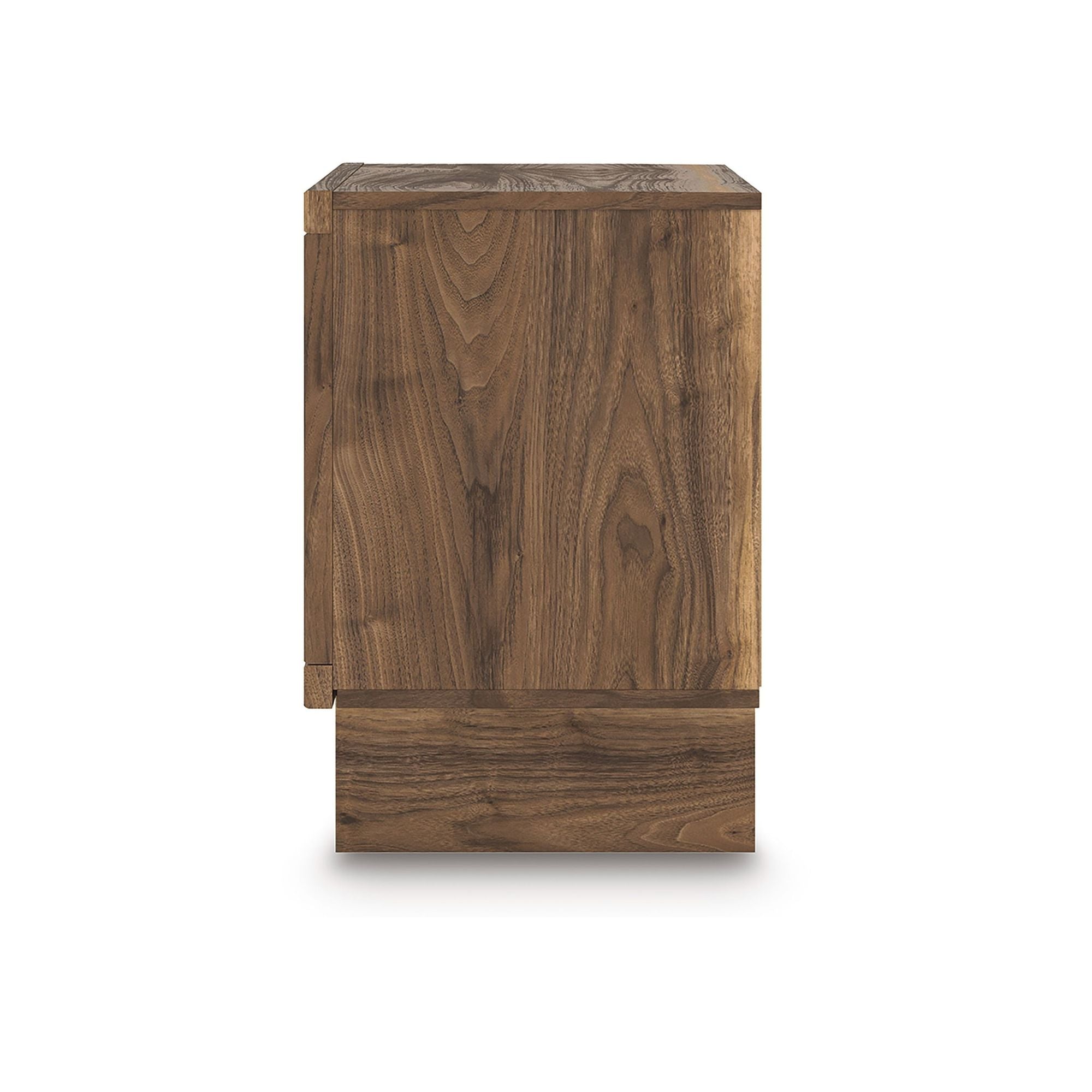 CastleUp Experience Centre Chirason two-drawer nightstand with wooden finish and modern design, featuring sleek drawer handles.