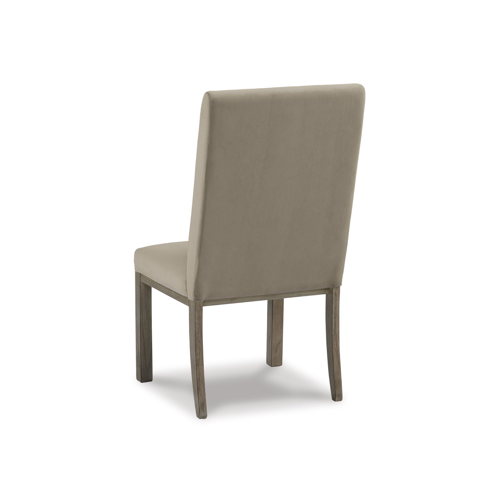 Pair of Chrestner Dining UPH Side Chairs from Signature Ashley, upholstered kitchen and dining room chairs with wooden legs.