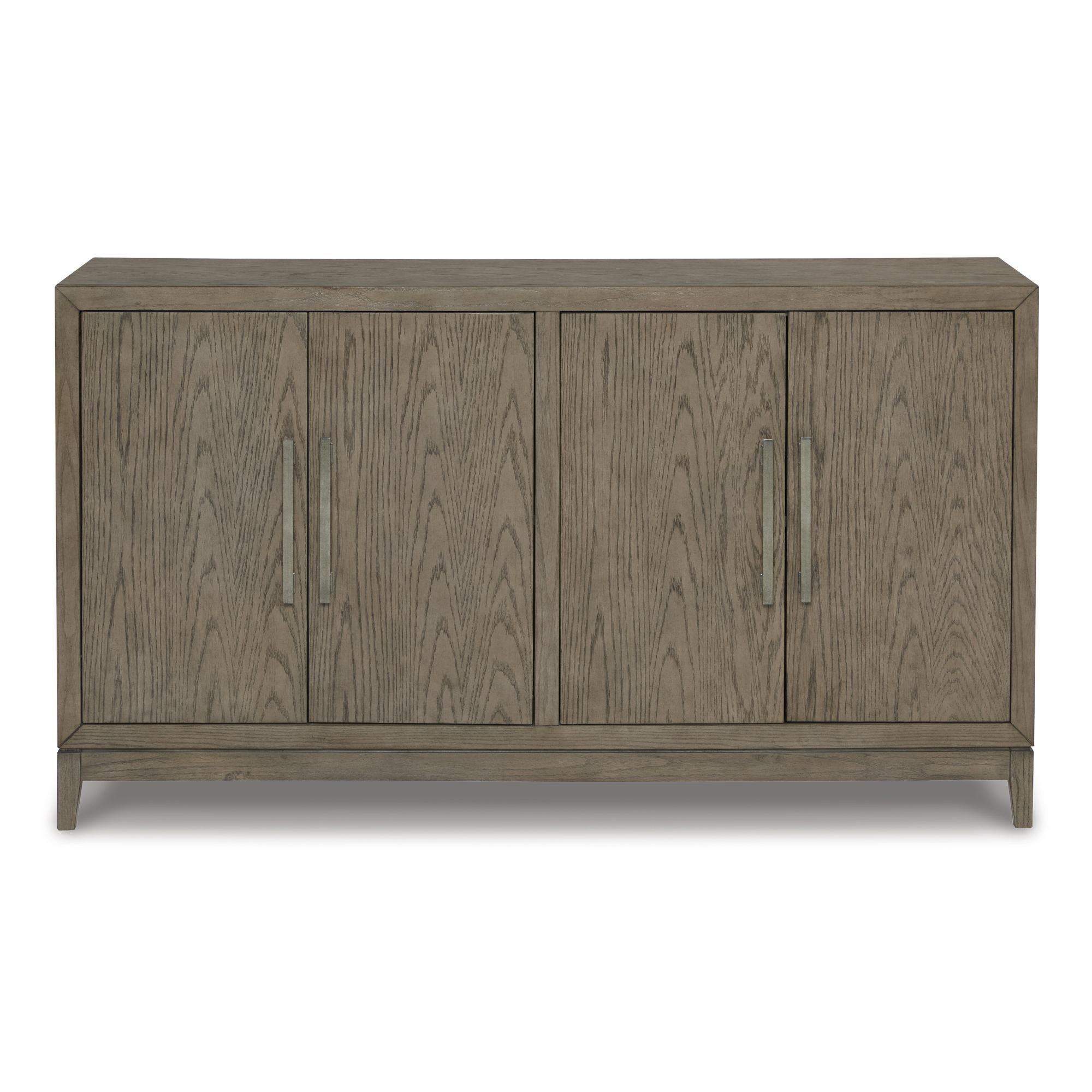 Signature Ashley Chrestner dining room server with wooden finish, featuring multiple drawers and cabinets for storage.