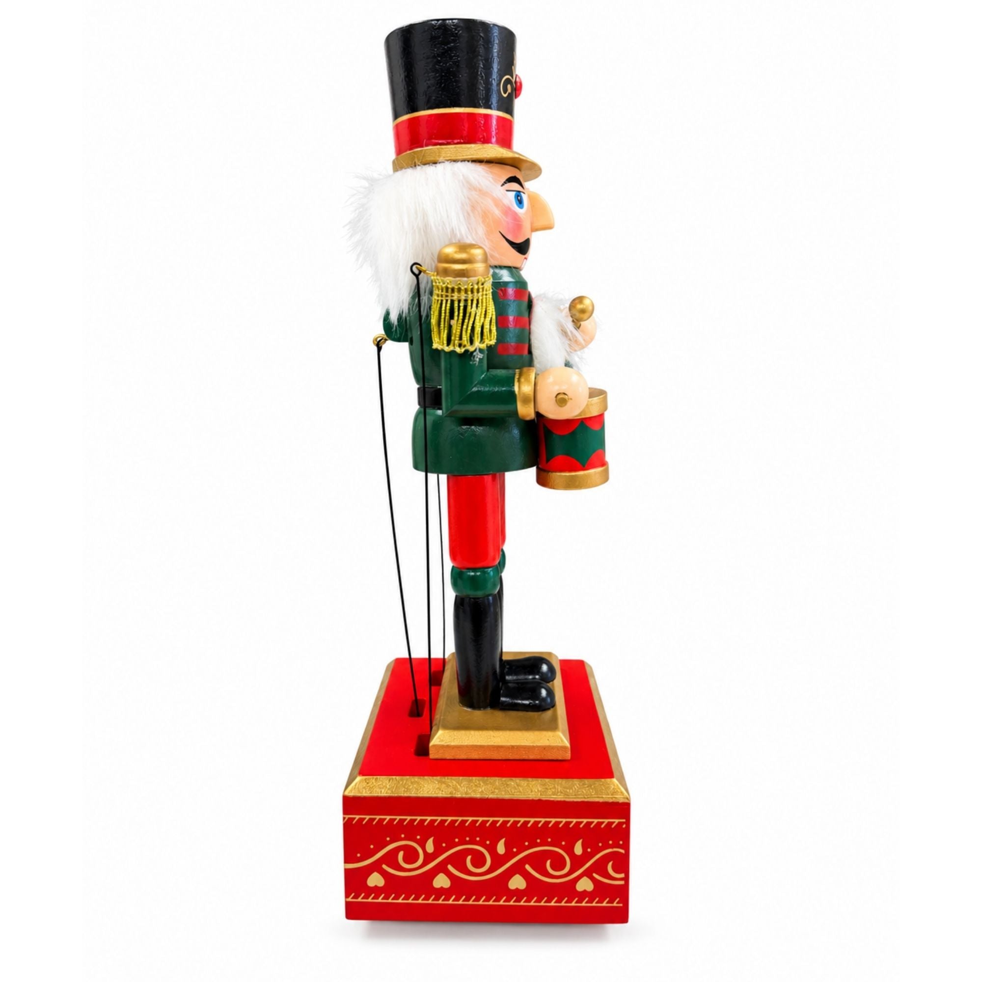 Christmas Drummer Nutcracker Music Box in Green