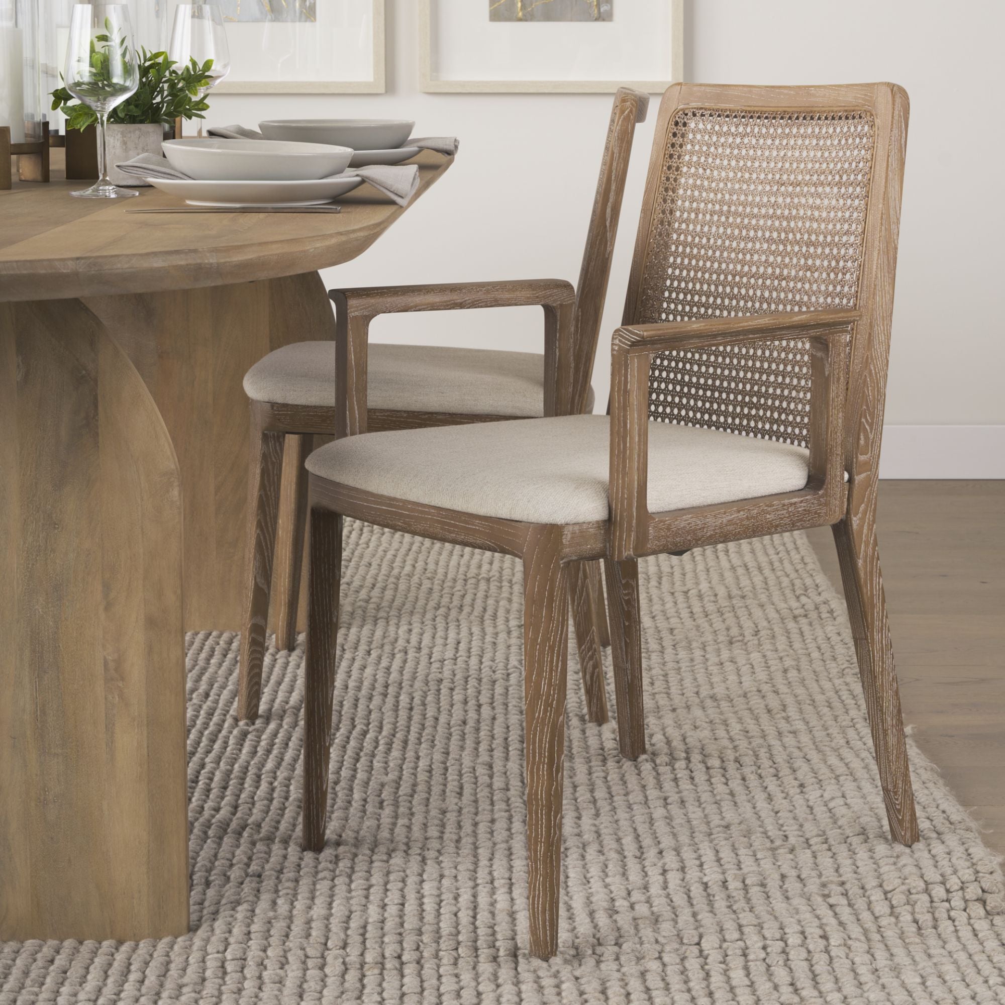 Mercana Clara Collection Arm Dining Chair in Light Brown | CastleUp Experience Centre Online Furniture