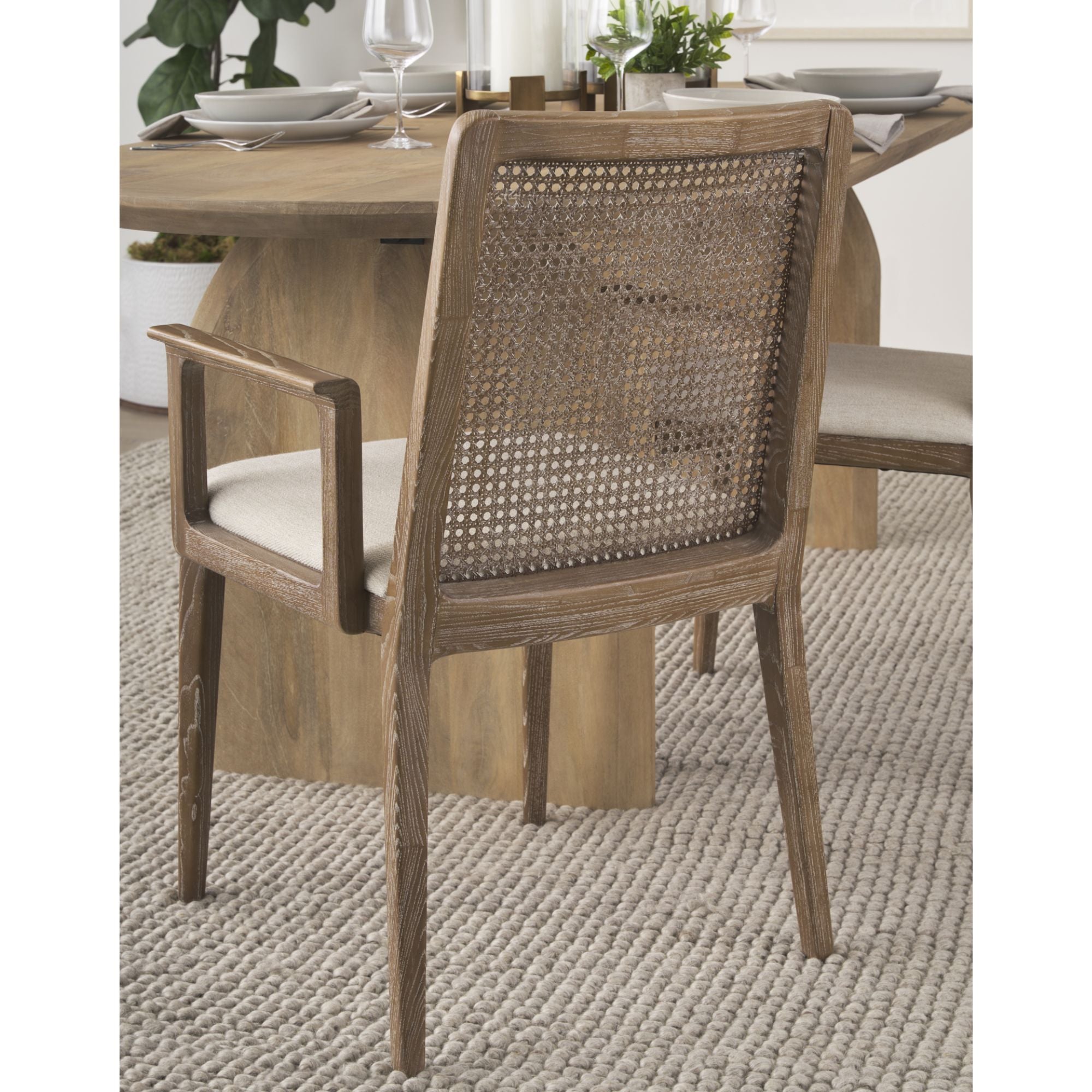 Mercana Clara Collection Arm Dining Chair in Light Brown | CastleUp Experience Centre Online Furniture