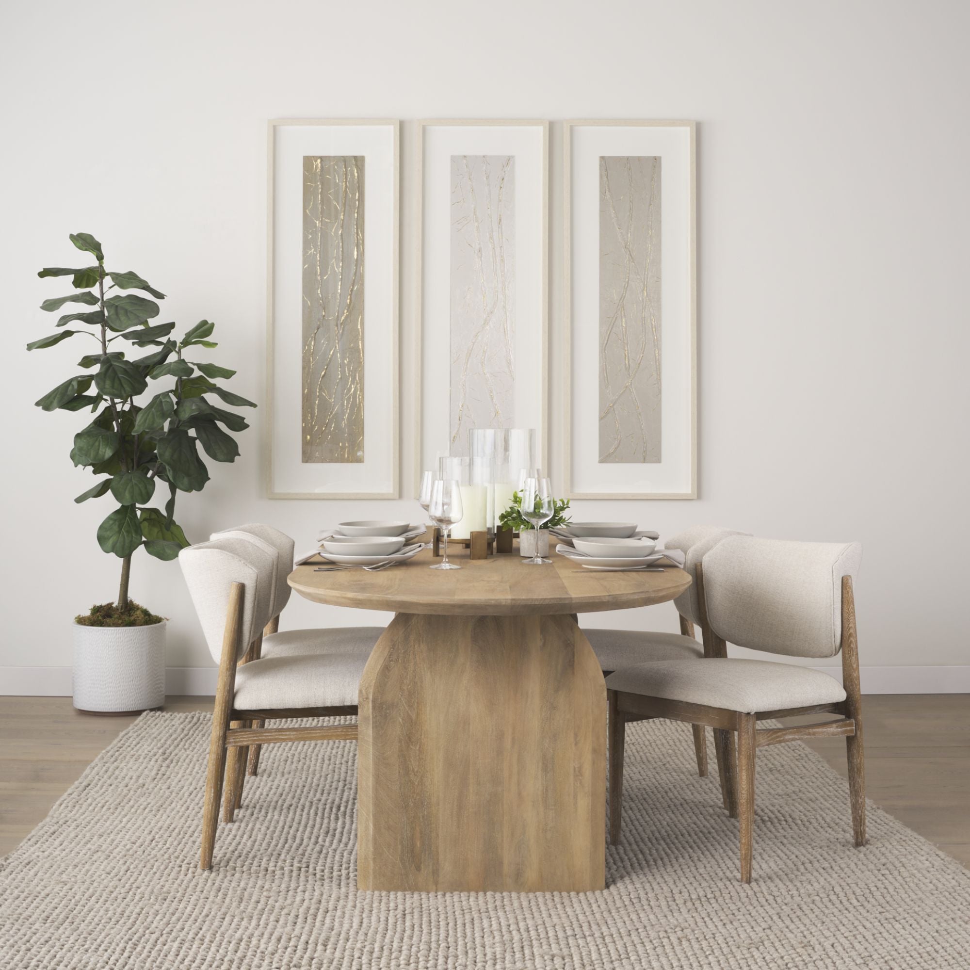 Cercana Cline Collection Wodd Dining Chair in Cream | CastleUp Experience Centre Online Furniture