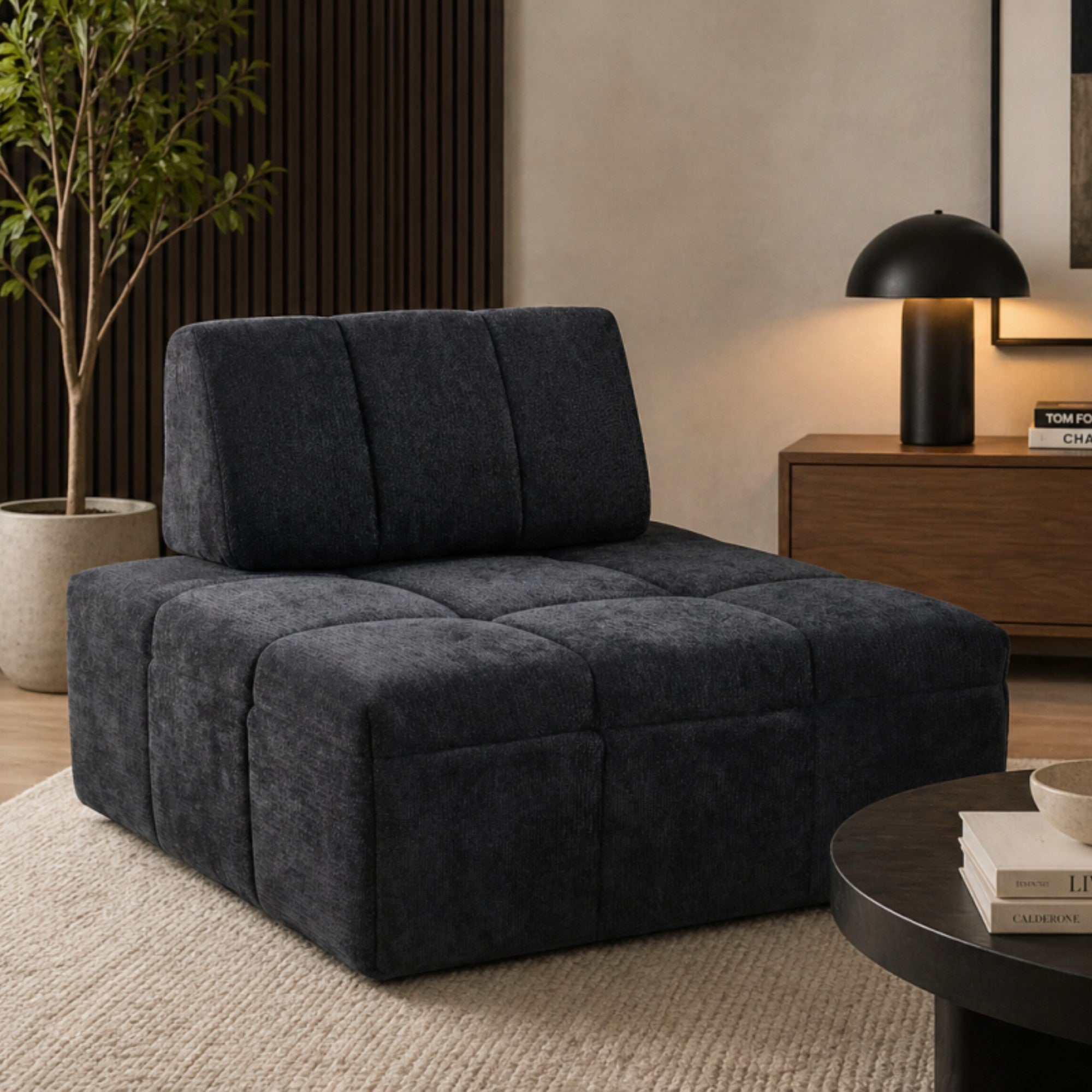 Brassex Compression CloudEase armless lounge chair with soft cushioning and modern design for accent seating in living spaces.