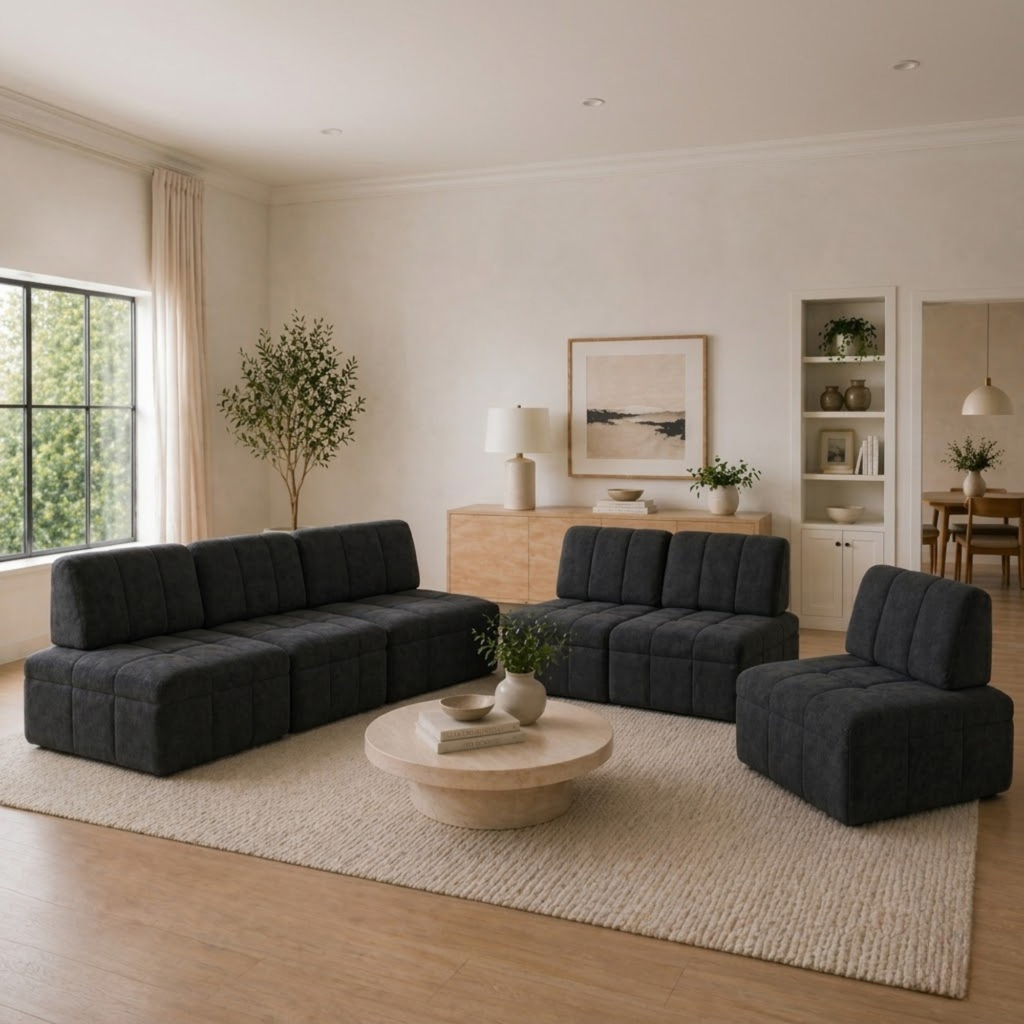 Brassex Compression CloudEase modular armless lounge chair with plush fabric and modern design, perfect for accent seating.