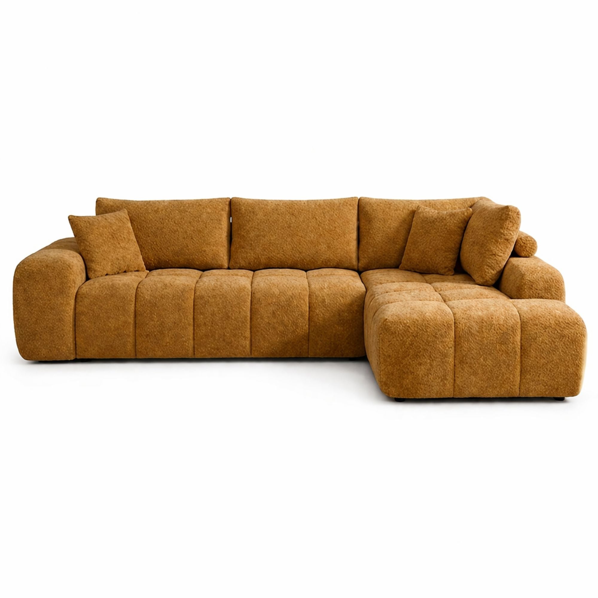 Bronze compression cloud sectional sofa by Brassex, featuring plush cushions and modern design, perfect for living room comfort