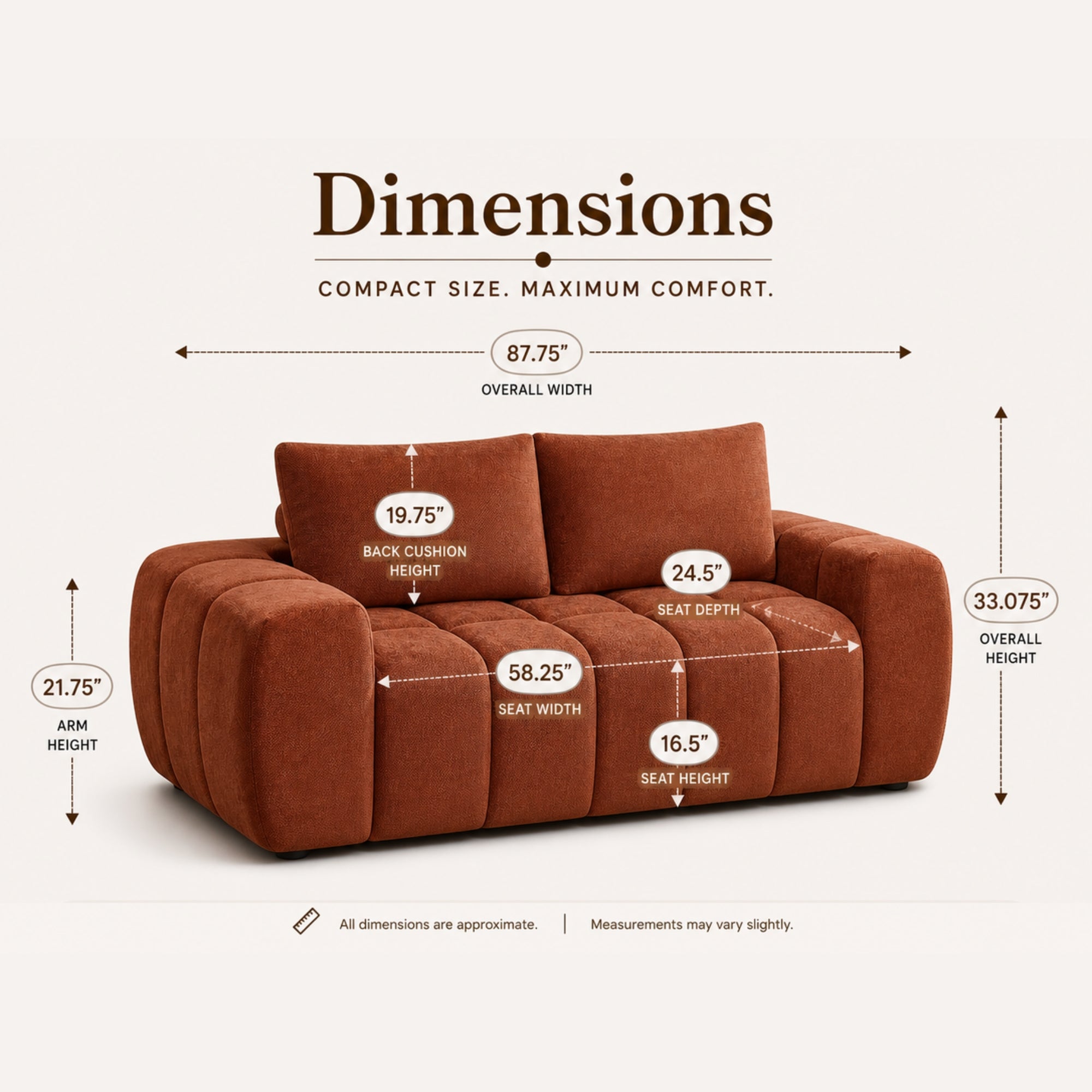 Burgundy Compression CloudEase Channel Sofa by Brassex with plush cushions and tufted channel design.