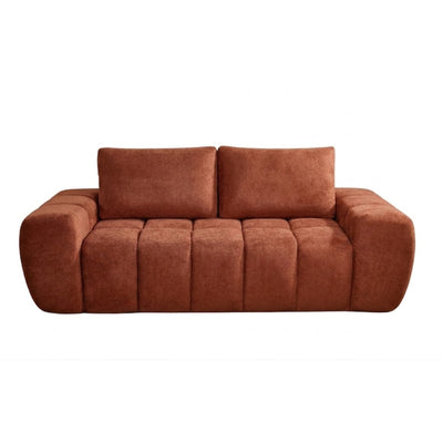 Brassex Compression CloudEase Channel Sofa in burgundy with plush cushions and sleek design perfect for modern living rooms.