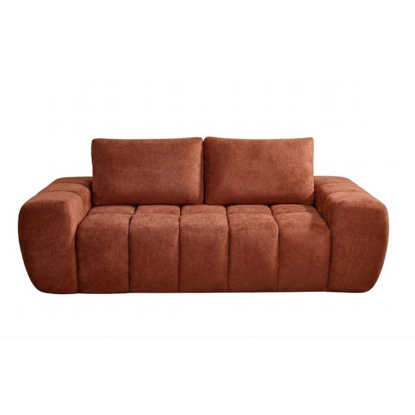 Brassex Compression CloudEase Channel Sofa in burgundy with plush cushions and sleek design perfect for modern living rooms.