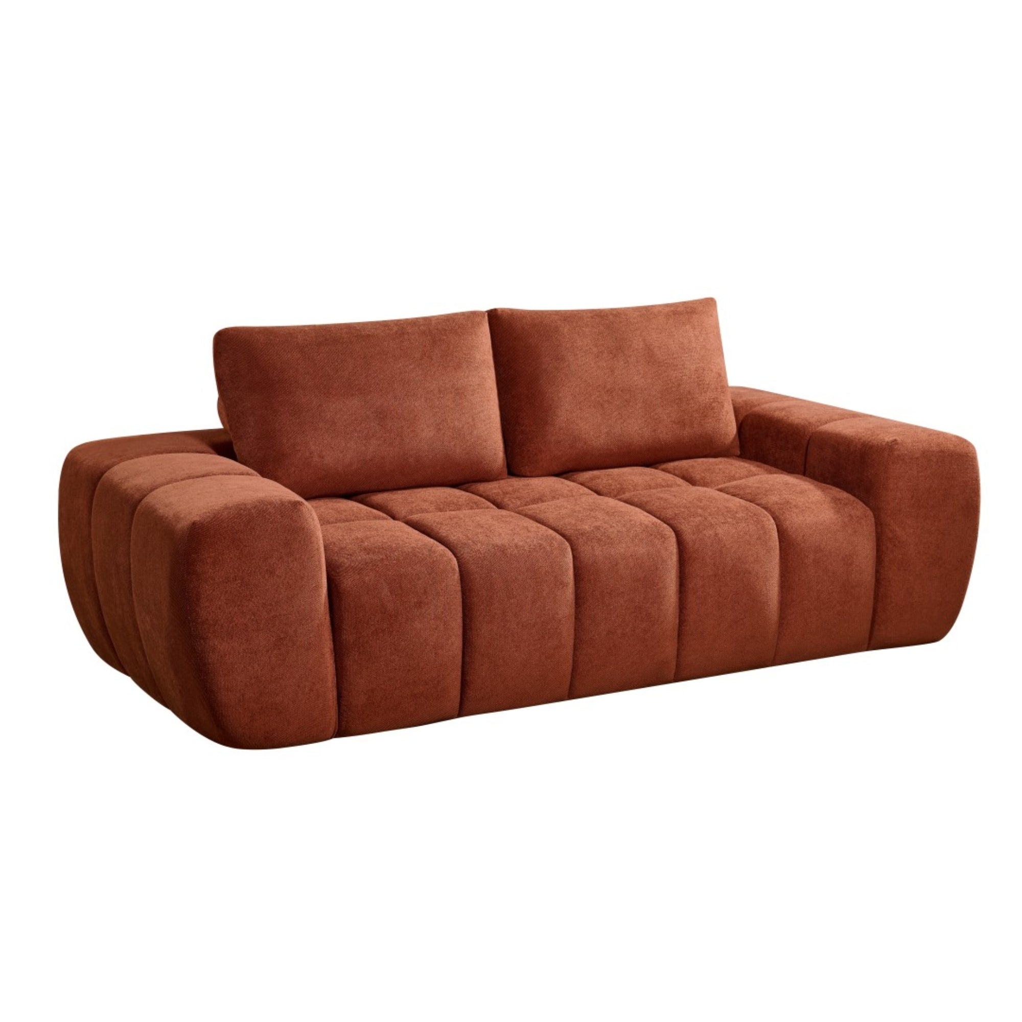 Brassex Burgundy CloudEase Channel Sofa showcasing plush cushions and modern design for comfortable living spaces.