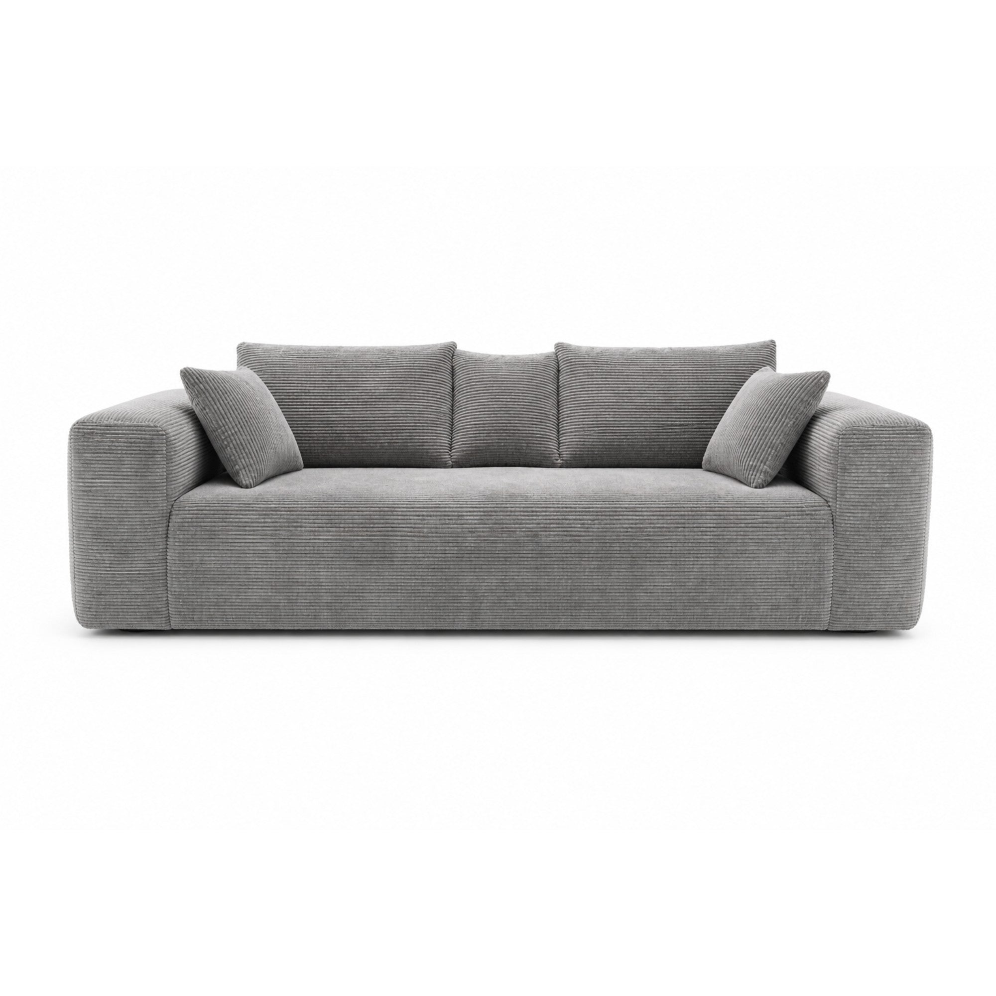 Grey low-profile compression sofa by Taste Living, showcasing modern design and plush upholstery for stylish comfort.