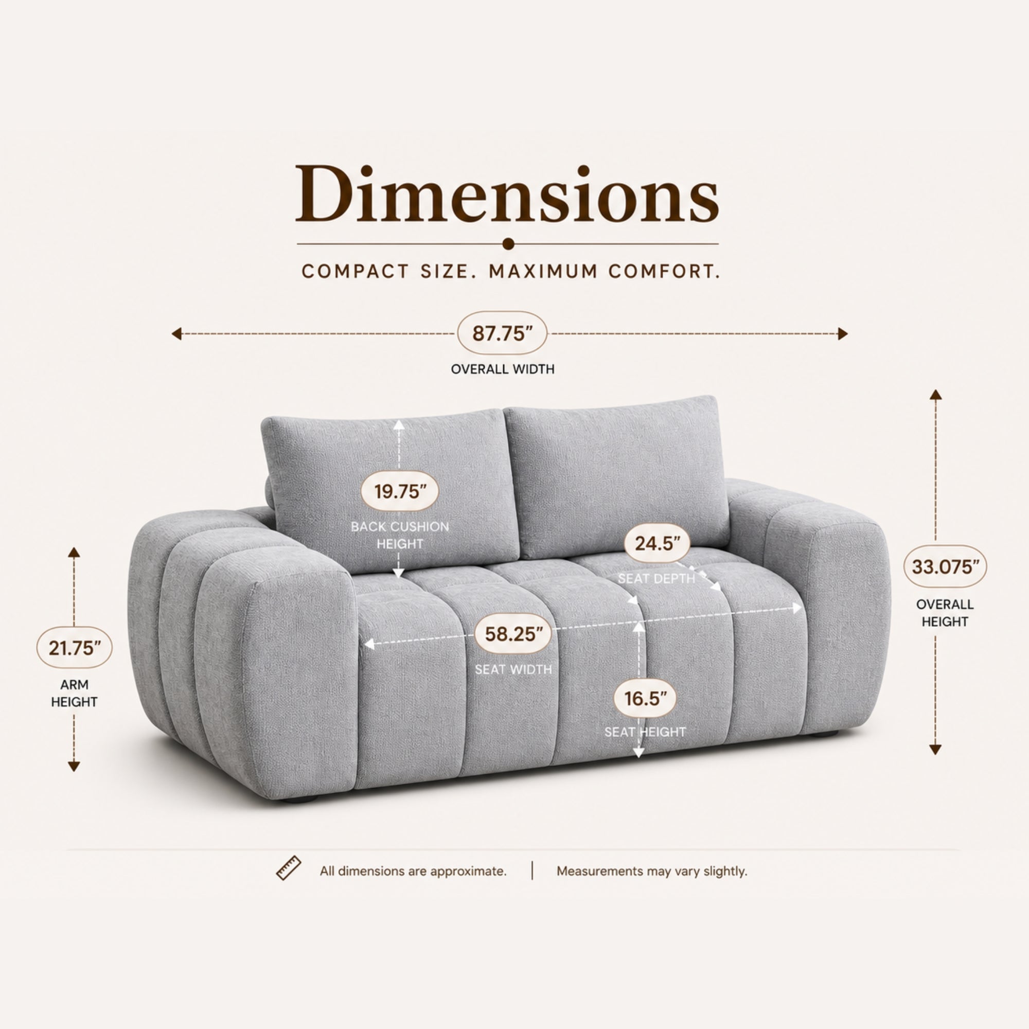 Light grey Compression CloudEase Channel Sofa by Brassex, showcasing plush cushions and modern design in a stylish living room setting.