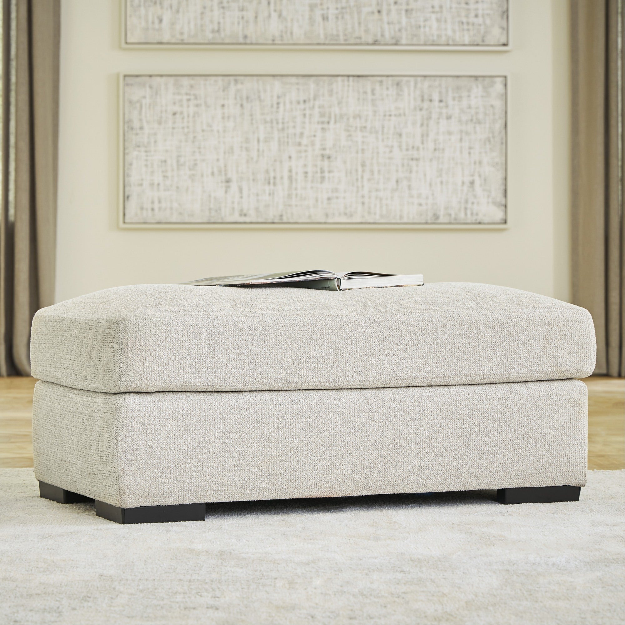 Conlee-Pike Ottoman in Linen
